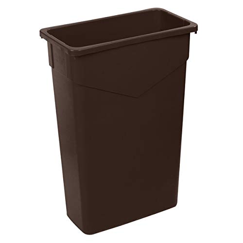 PRO&Family 92 Qt. / 23 Gallon / 87 Liters Slim Rectangular Trash Can - Brown Kitchen Garbage Bin, Waste Basket & Recycling Container for Home, Office, or Outdoor Use