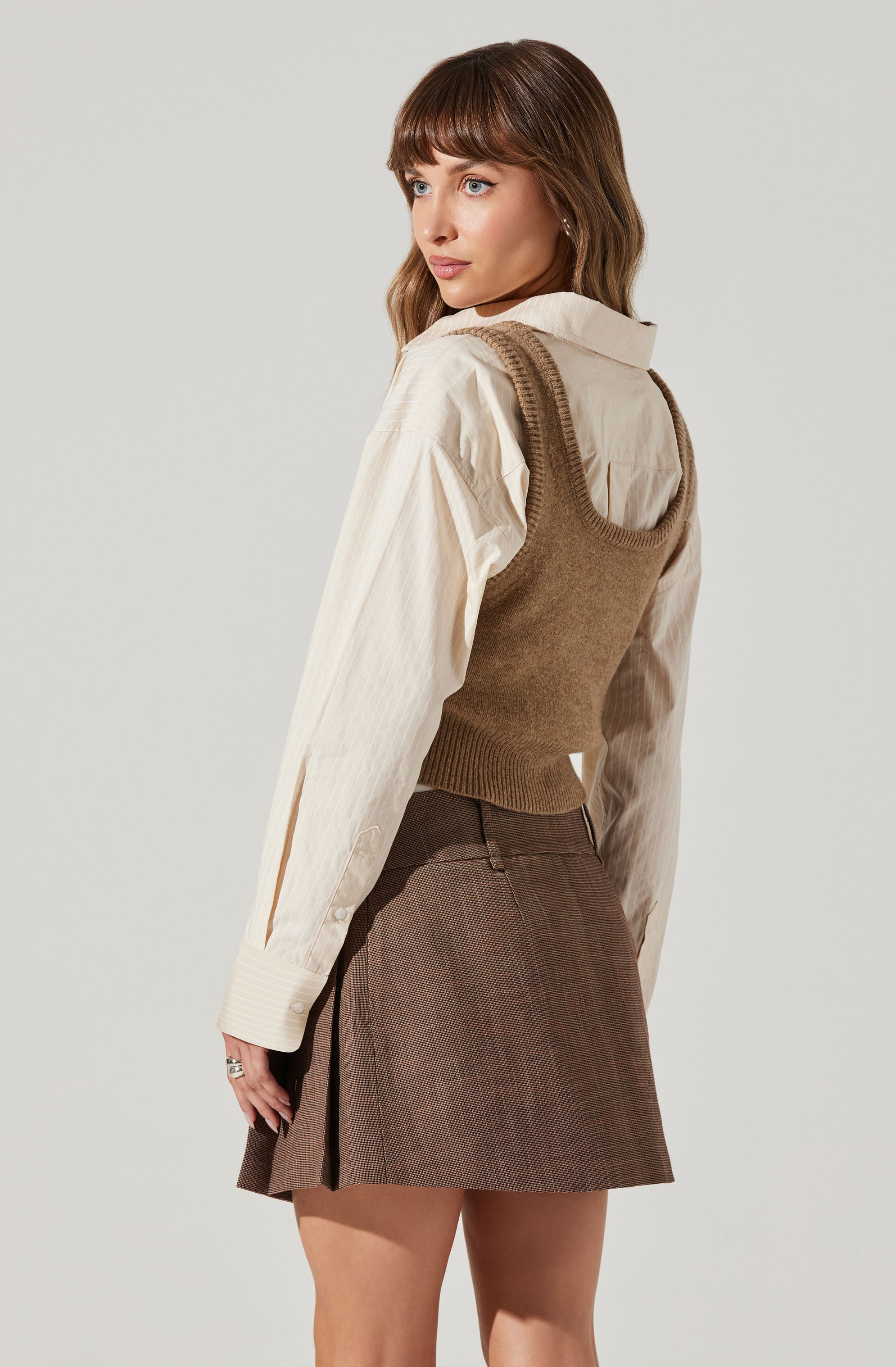 Guinevere Layered Sweater Vest Top for Women - Stylish Knit Cardigan with Open Front - Perfect for Fall Outfits, Office Wear & Casual Chic Looks