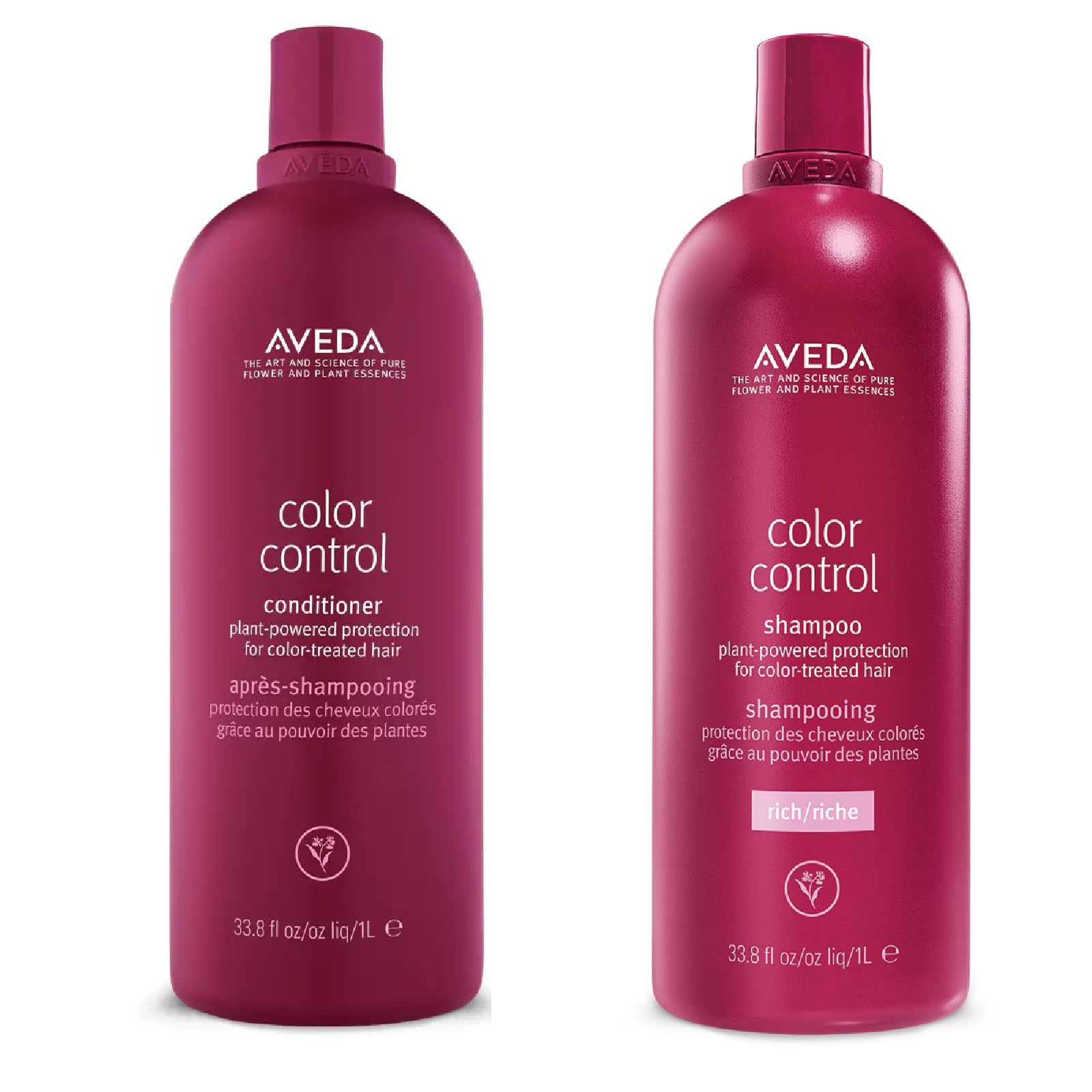 AVEDA Color Control RICH Shampoo & Conditioner Set for Color-Treated Hair - 33.8oz Duo (Pack of 2) - Sulfate-Free, Vegan Hair Care for Vibrant, Long-Lasting Color - Perfect for Daily Use at Home or Salon