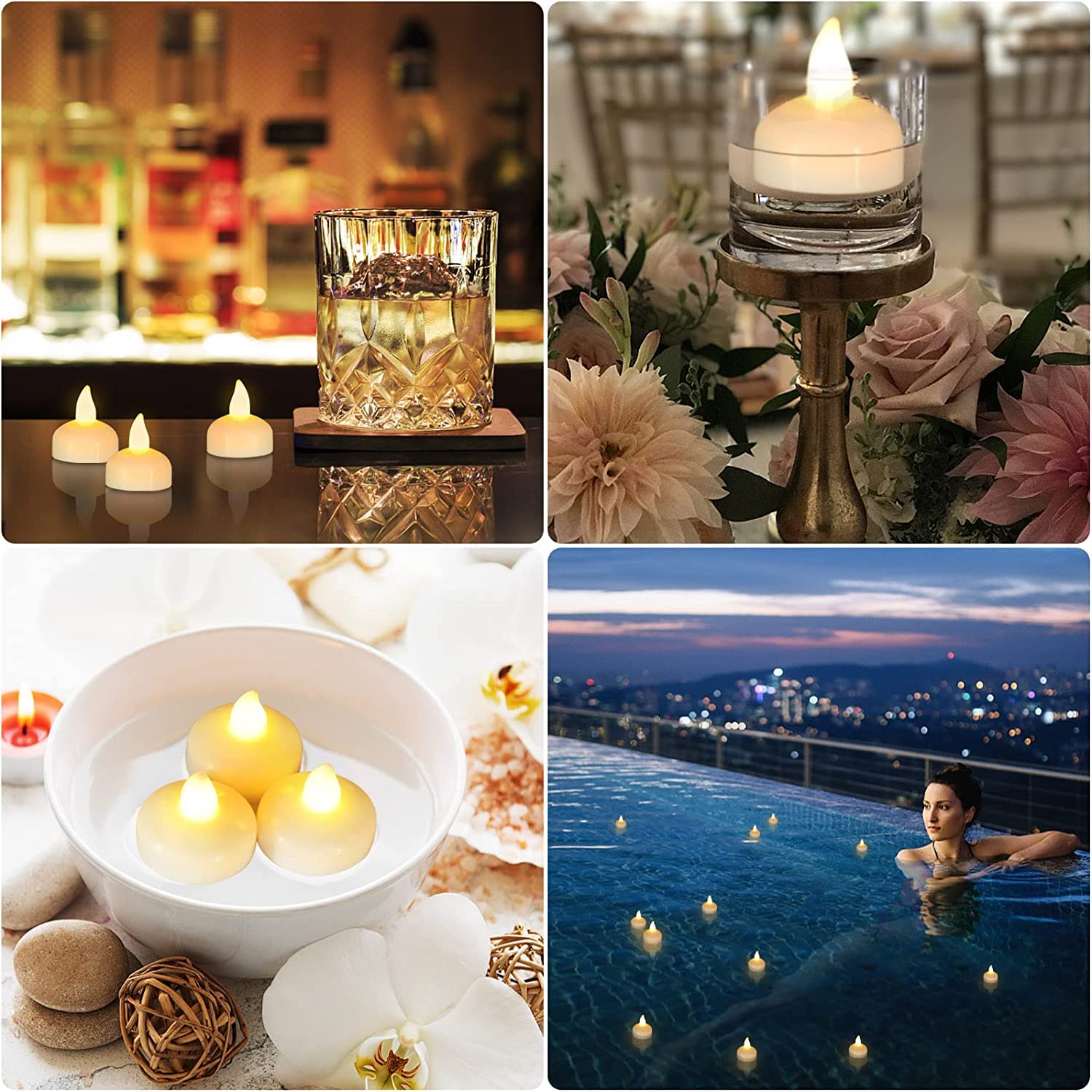 20PCS Waterproof LED Floating Pool Lights - Warm White Glow for Swimming Pools, Hot Tubs, Ponds | Outdoor Decorative Lights for Beach, Garden, Patio, Lawn & Christmas Decorations | Creates Magical Ambiance for Parties, Weddings & Nighttime Swimming