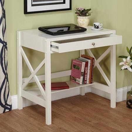 Antique White X Desk - Modern Home Office Desk with Sturdy Construction for Study, Work & Gaming - Perfect for Small Spaces & Minimalist Decor