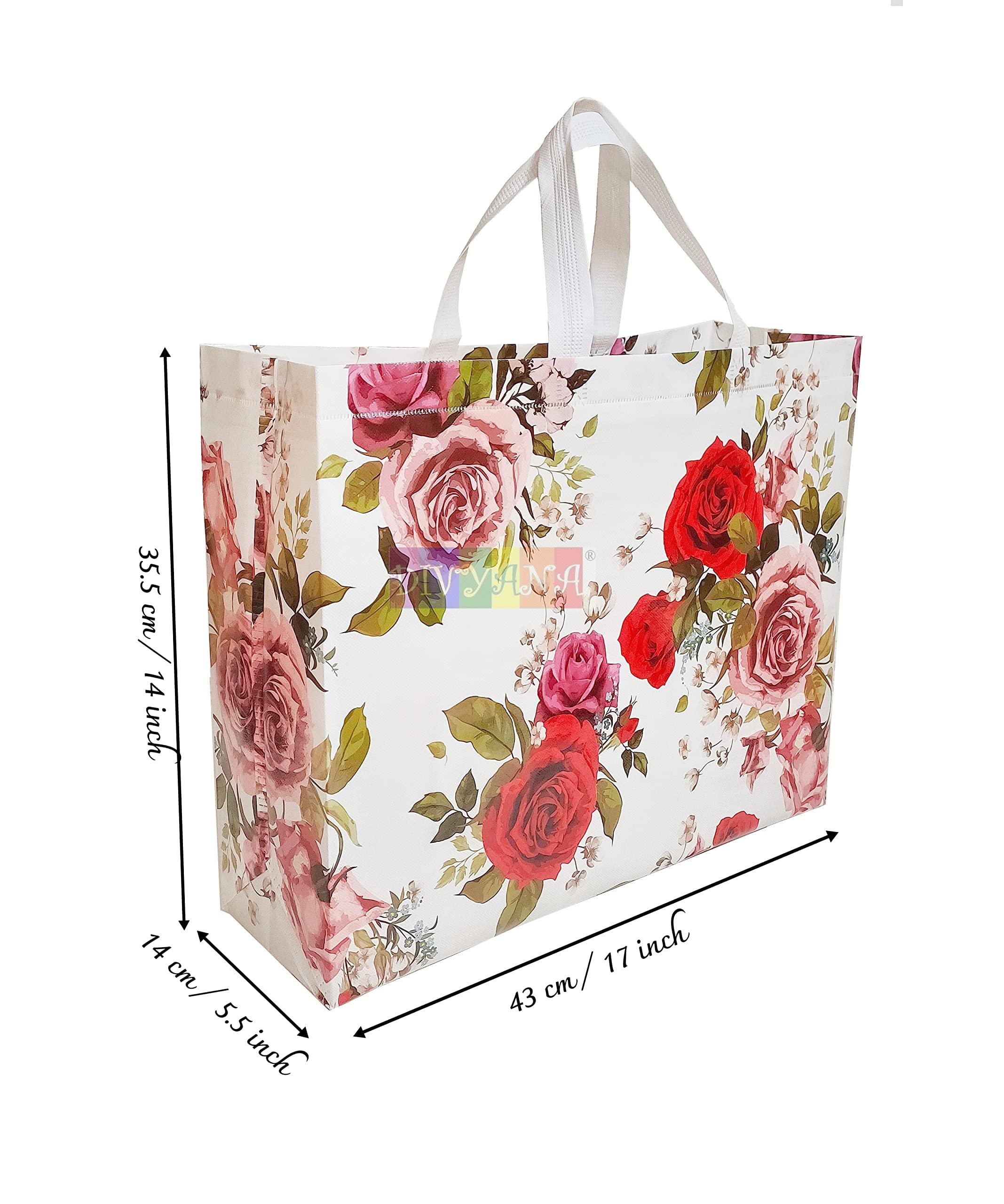 DIVYANA 5-Pack Large Party Favor Gift Bags & Shopping Bags - 17x14x5.5 Inches - Perfect for Birthday Parties, Baby Showers & Wedding Favors