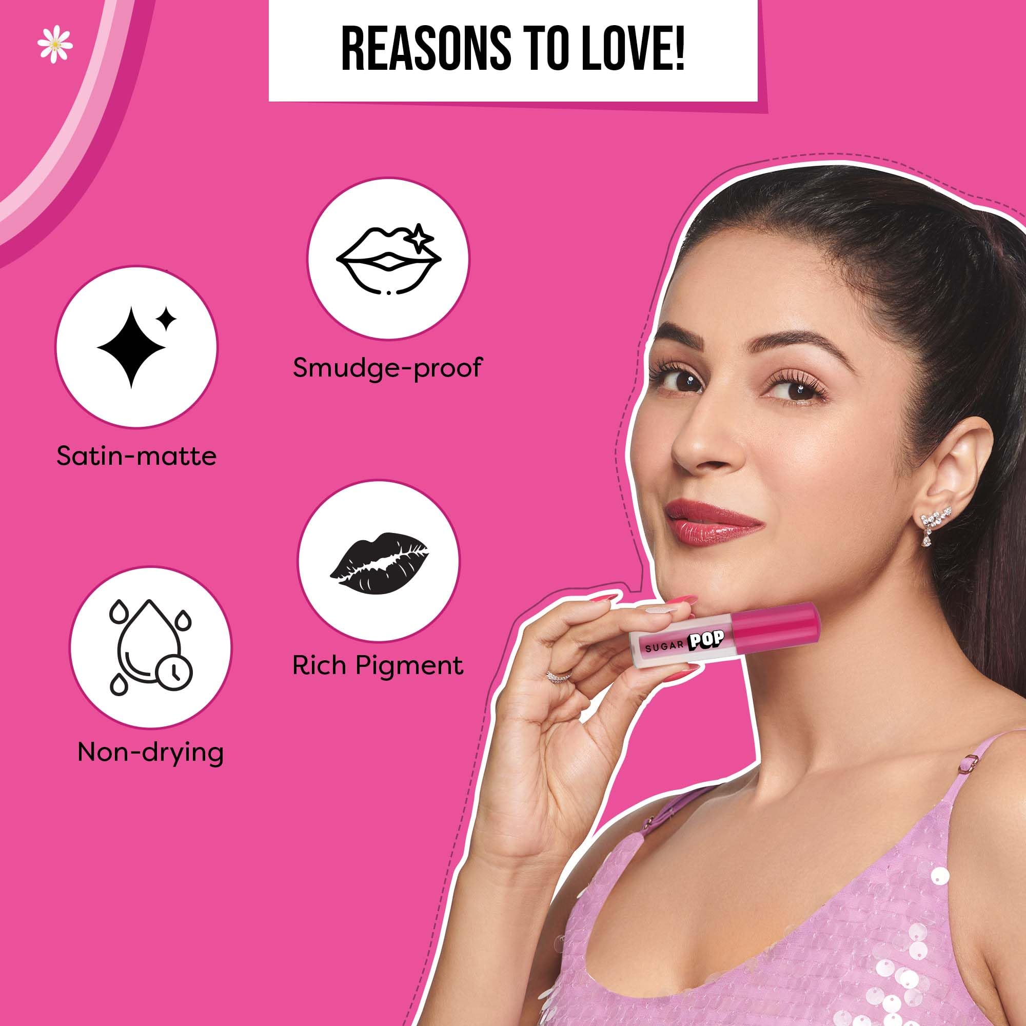 SUGAR POP Matte Lipstick for Women - Long Lasting 8 Hours, Smudge Proof, Vitamin E Infused, Non-Drying Brown Lip Color (17 Cocoa, 1.6ml) | Perfect for Everyday Wear, Date Night & Special Occasions