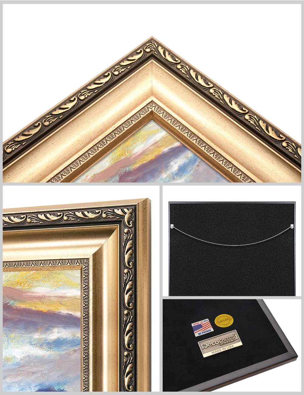 DECORARTS - David Ma Mountain Overlook Abstract Landscape Wall Art Print | Giclee on Canvas in Classic Golden Frame | 26