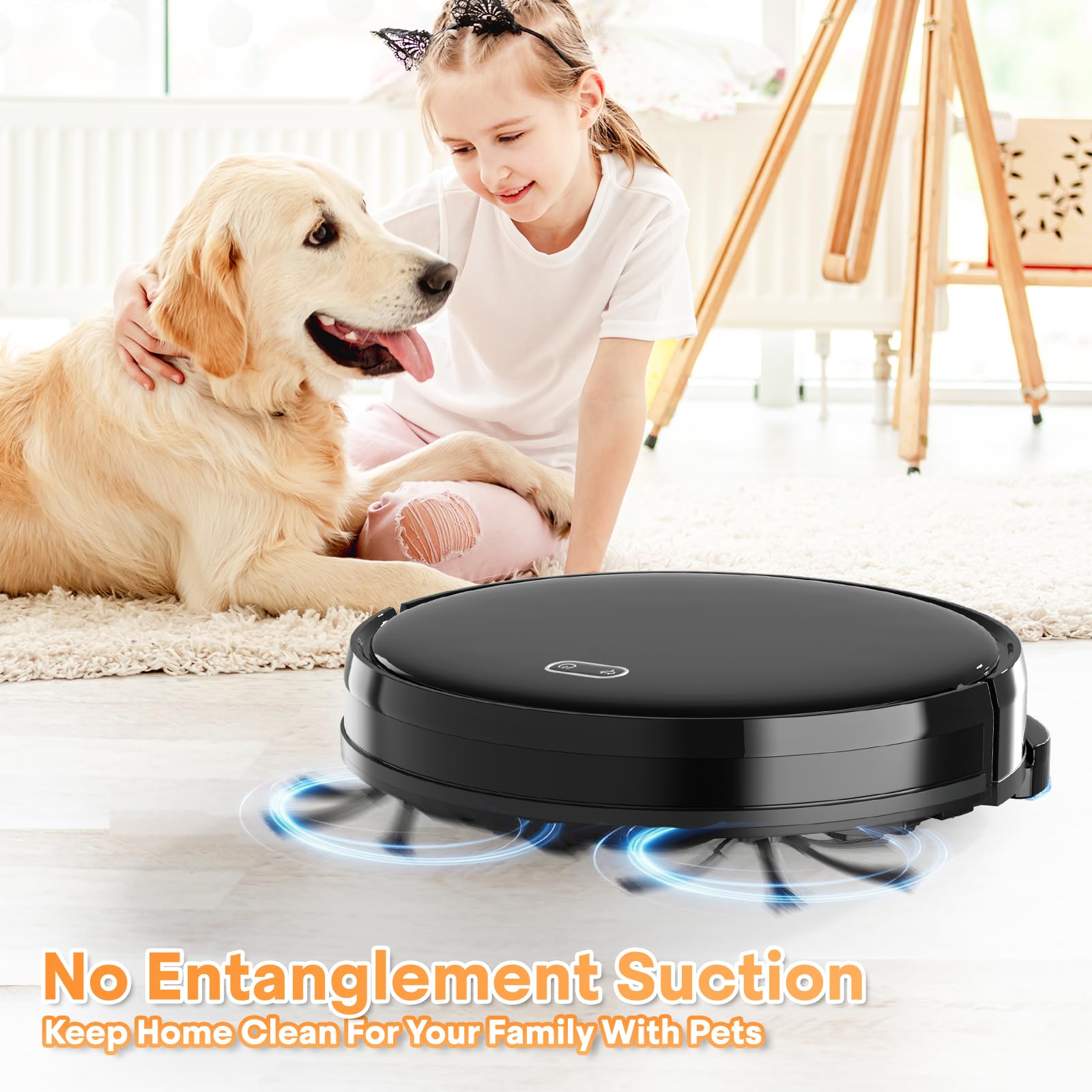 Smart Robot Vacuum Cleaner with Remote Control - 30W Self-Charging, 500ml Dustbin & 150ml Water Tank - Auto Cleaning for Hardwood Floors & Carpets - Quiet Operation with Dry Mop Function - Perfect for Pet Hair & Daily Home Cleaning