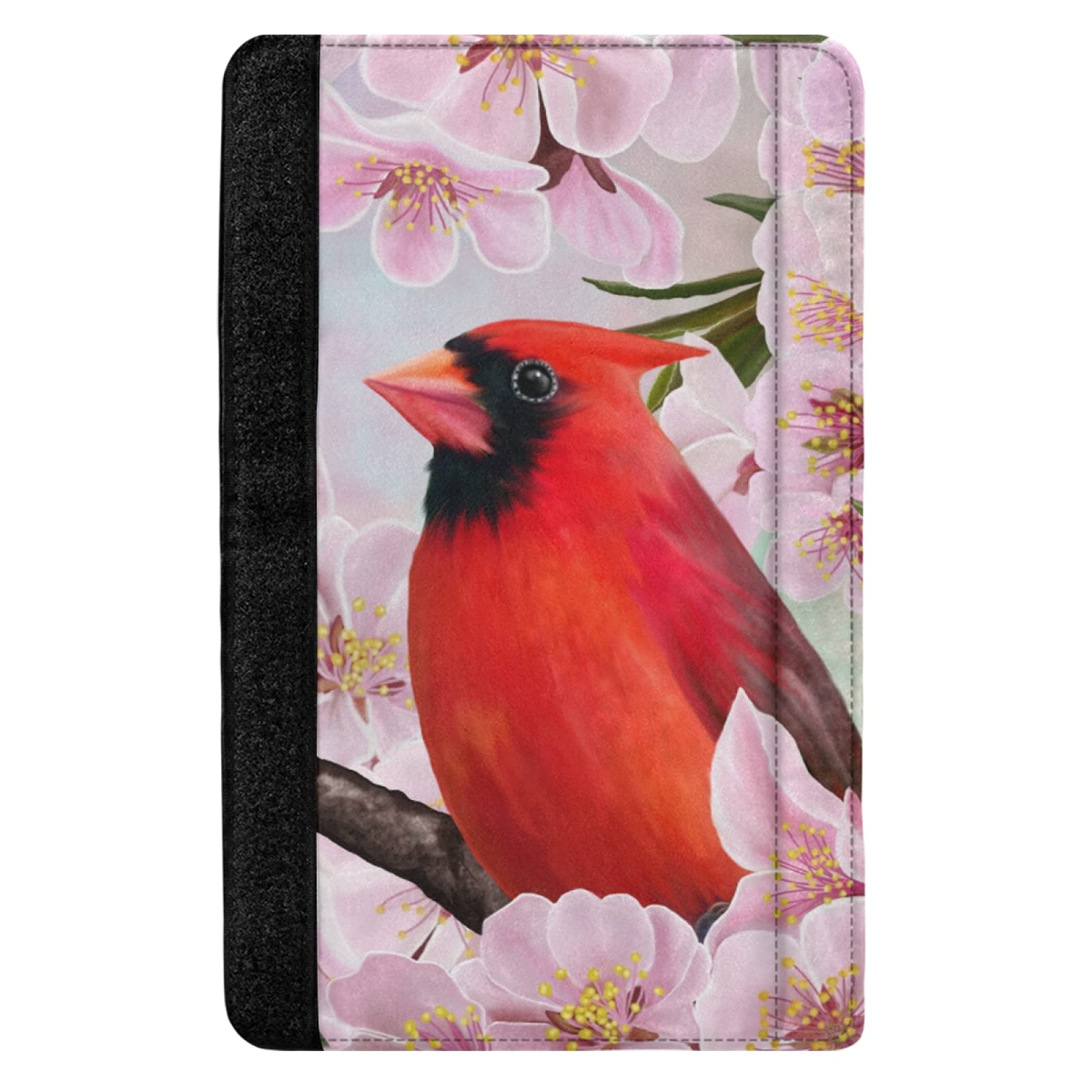Red Cardinal Bird on Branch Almond Blossom Flowers - 2 Pack Adjustable Universal Car Seat Belt Pads Cover for Adults & Kids - Soft Shoulder Strap Cushions for Comfortable Driving, Road Trips & Daily Commute