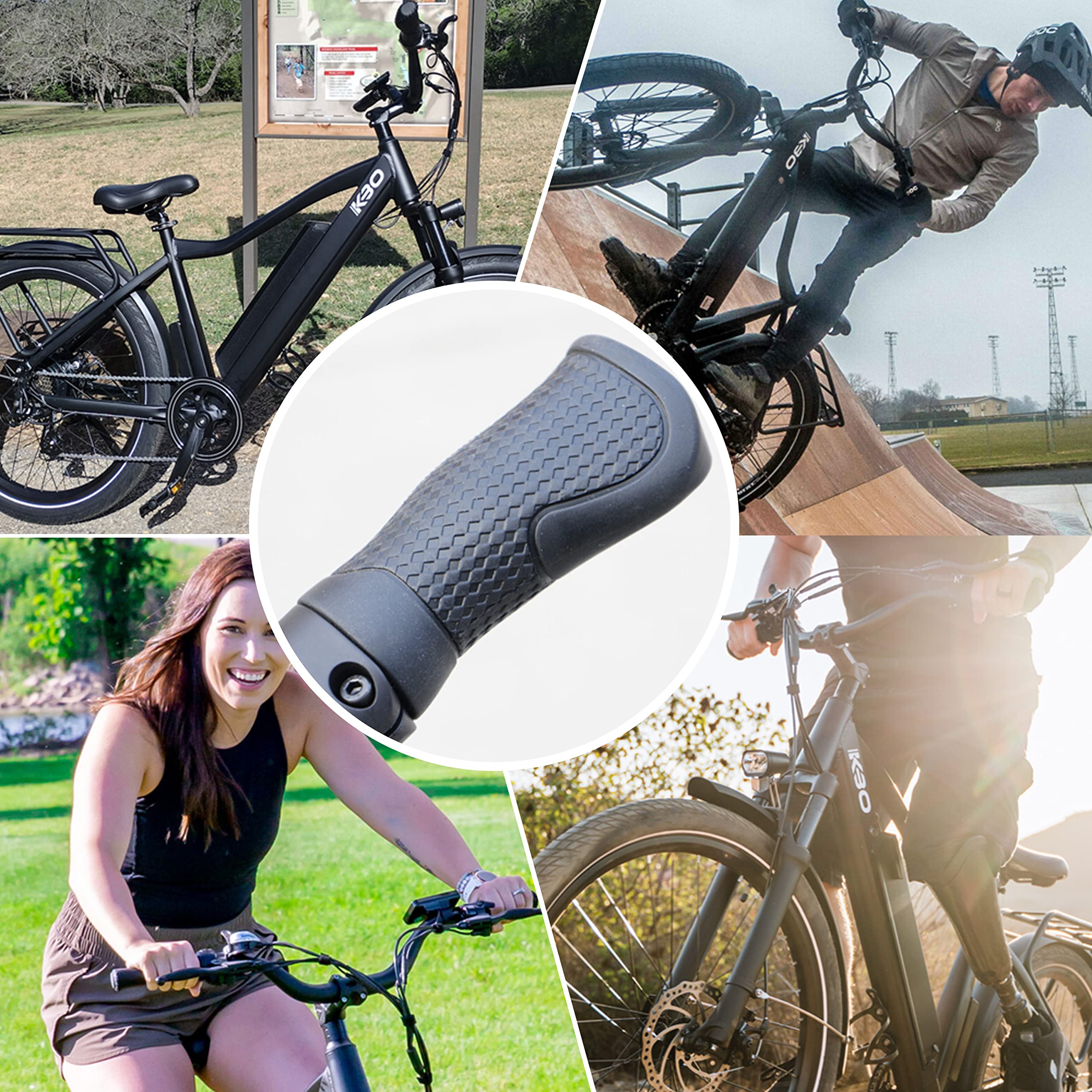 Himiway Ergonomic Lock-On Bike Handlebar Grips - Non-Slip Rubber Bicycle Handle Grip for E-Bike, Scooter & Foldable Bicycle - Perfect for Commuting, Mountain Biking & Urban Riding