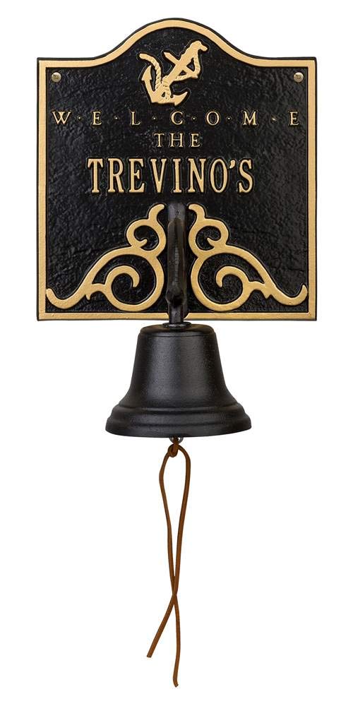 Personalized Anchor Bell Welcome Plaque - Custom Engraved Housewarming Gift for Beach House, Boat or Nautical Decor - Perfect for Front Door, Porch or Wall Decor