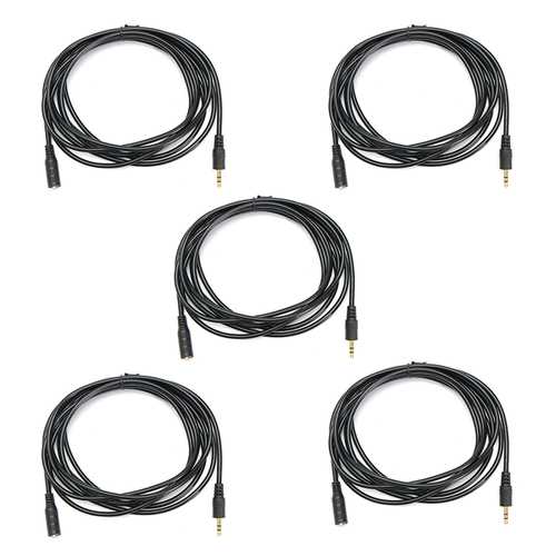 5 Pack 10 FT 3.5mm Stereo Male to Female Audio Extension Cables for Headphones - Perfect for Home Theater, Gaming Headsets, and Music Listening
