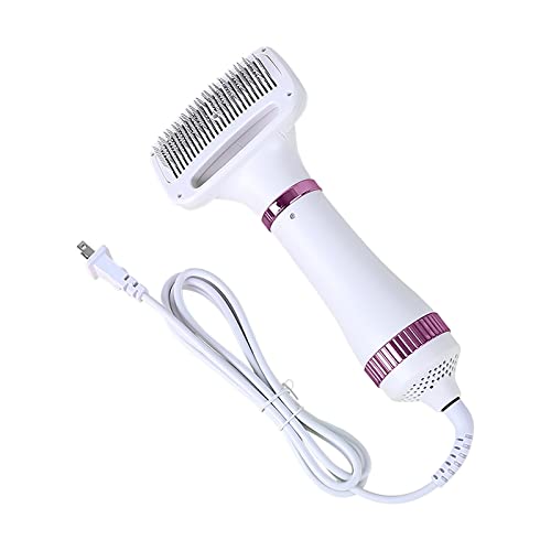 Portable 2-in-1 Pet Hair Dryer with Smooth Brush - 3 Temperature Settings, Low Noise, One-Touch Hair Removal for Small & Medium Dogs & Cats - Perfect for Grooming, Bathing & Shedding Season (Purple)