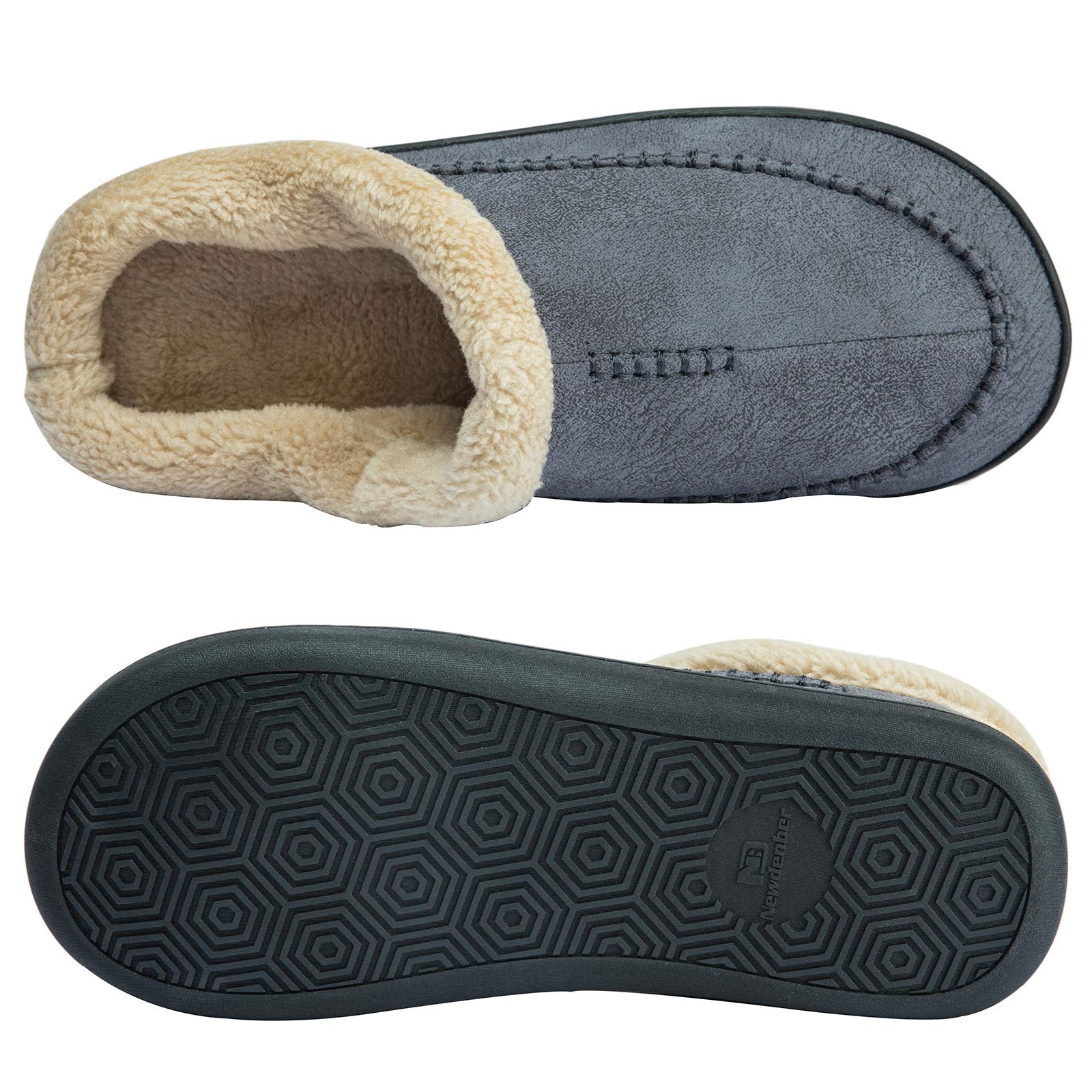 WOTTE Men's Moccasin Slippers - Soft Microsuede with Fleece Lining & Memory Foam - Comfortable Indoor/Outdoor House Shoes for Relaxing at Home or Quick Outdoor Errands