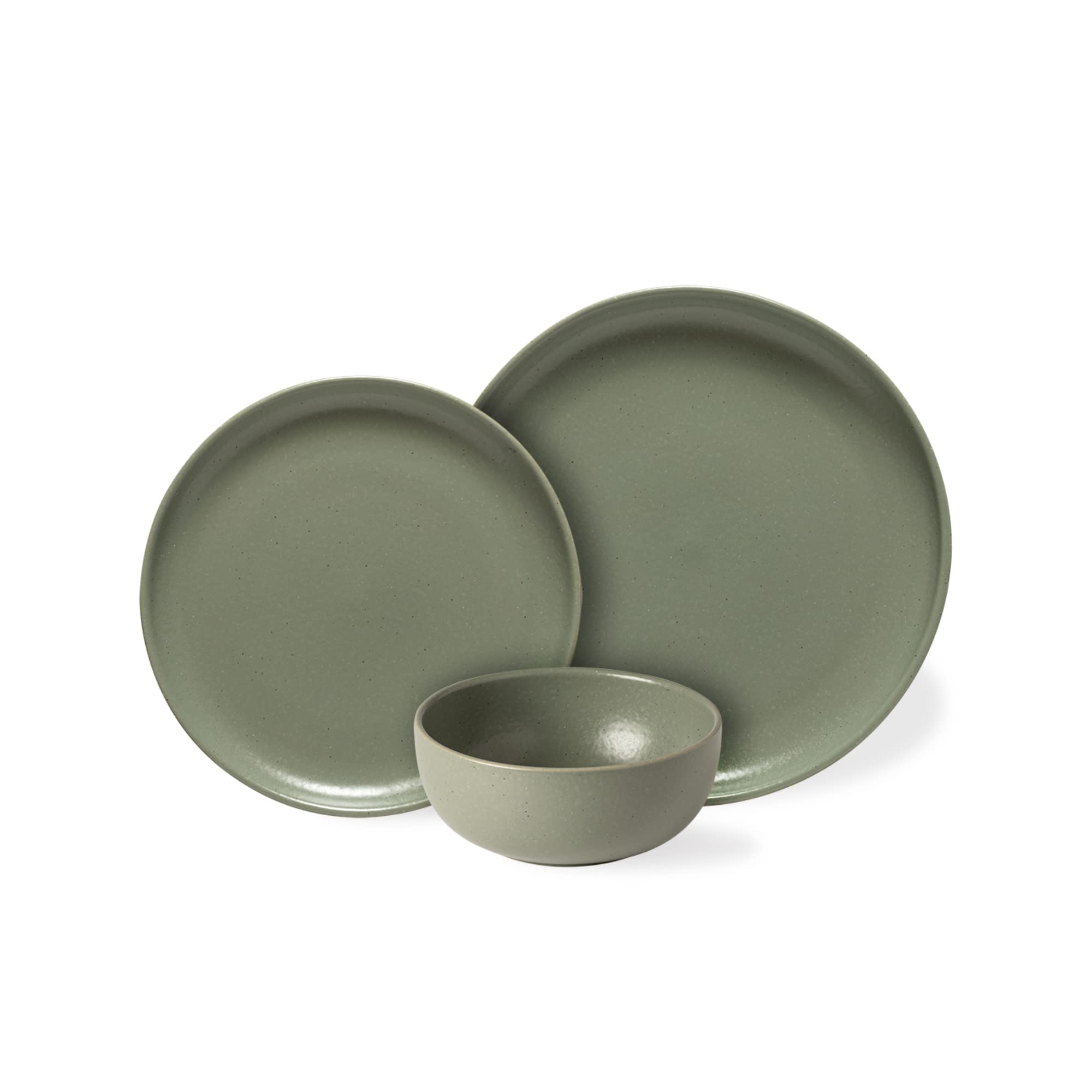 Casafina 18-Piece Ceramic Dinnerware Set for 6 - Microwave & Dishwasher Safe Stoneware Plates, Bowls & Mugs | Artichoke Green Pacifica Collection | Restaurant Quality Tableware for Everyday Dining & Entertaining