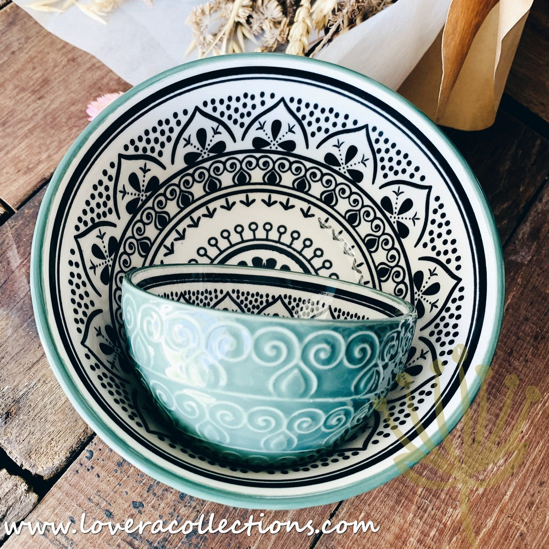 Bohemian Embossed Dinnerware Set - 50% Off + Buy 1 Get 1 Free - Perfect for Boho Chic Dining, Wedding Registry & Home Decor