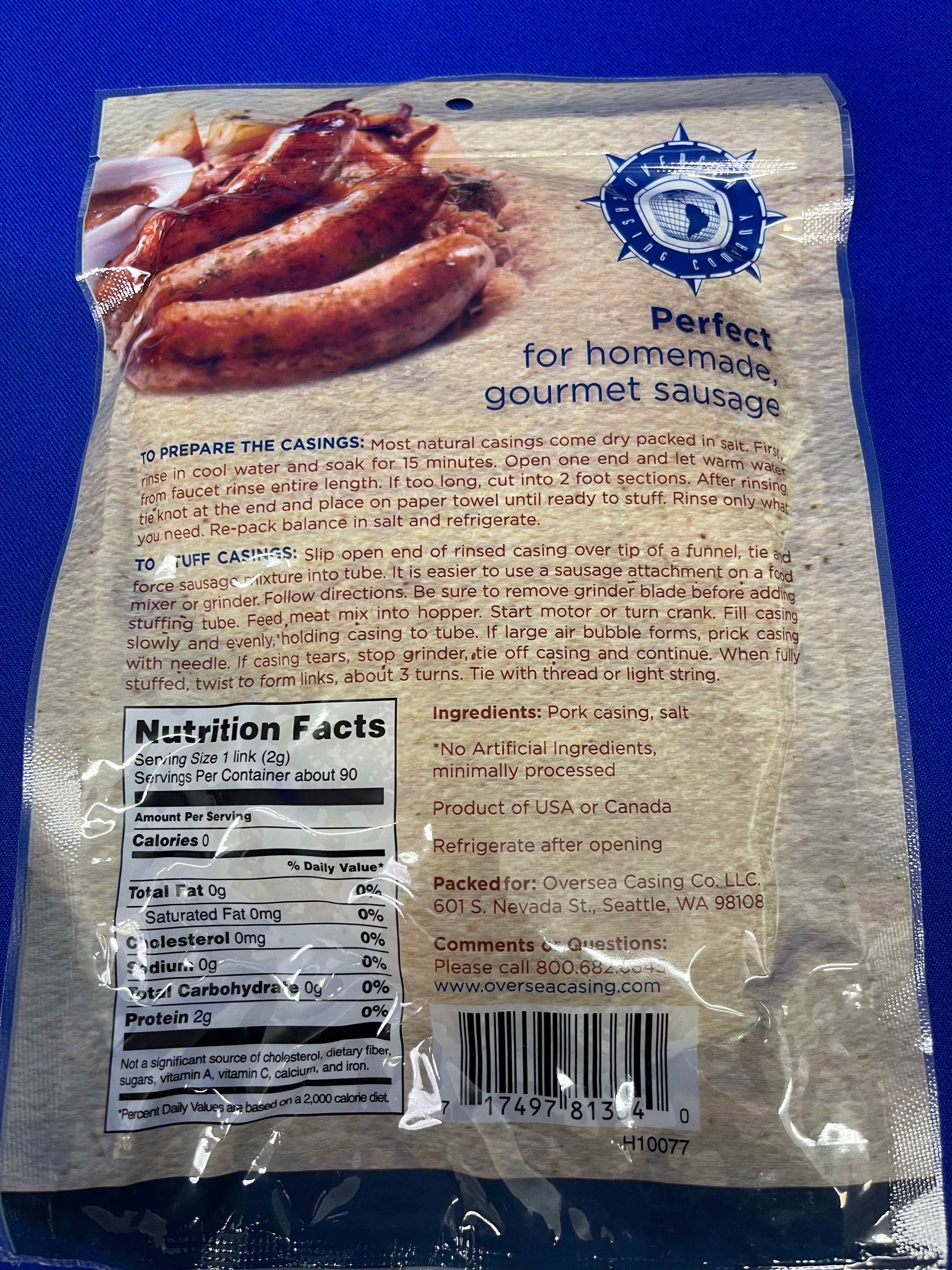 Premium 35-38mm Hog Casing for Sausage Making - Home Pack Brand | Natural Sausage Skins for Homemade Bratwurst, Kielbasa & Breakfast Links | Perfect for Butchers, BBQ Grilling & Charcuterie Enthusiasts