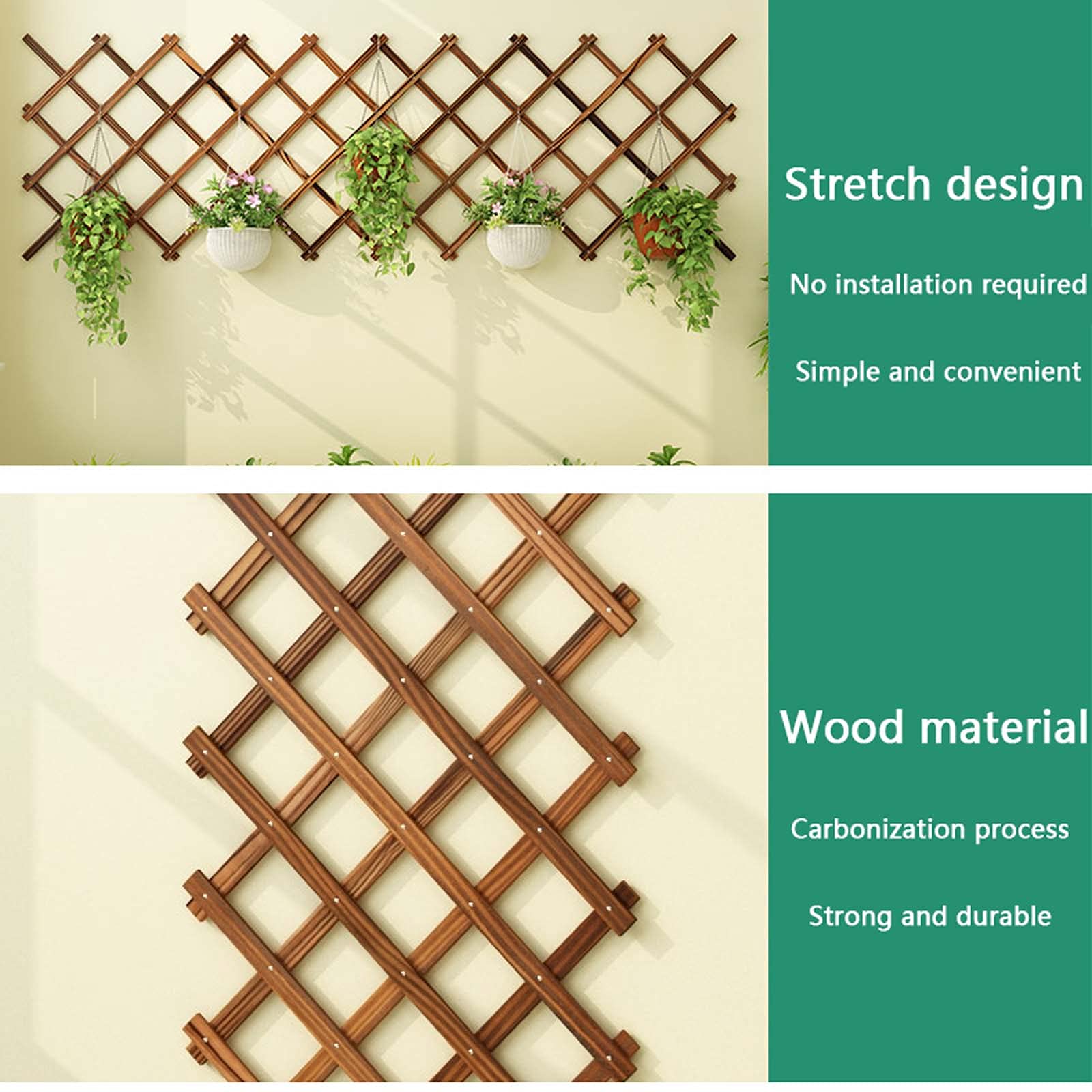 Expandable Wood Lattice Wall Plant Stand - Hanging Trellis Planter Rack for Climbing Plants, Indoor Outdoor Garden Decor (1 Pack) - Perfect for Room, Patio, Balcony & Vertical Gardening