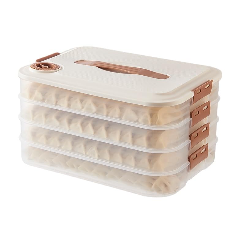 Premium 4-Layer Dumpling Storage Container - BPA-Free Food Grade Freezer Safe Wonton Box for Quick Freezing & Freshness - Ideal for Meal Prep, Leftovers & Bulk Dumpling Storage (Includes Lid)