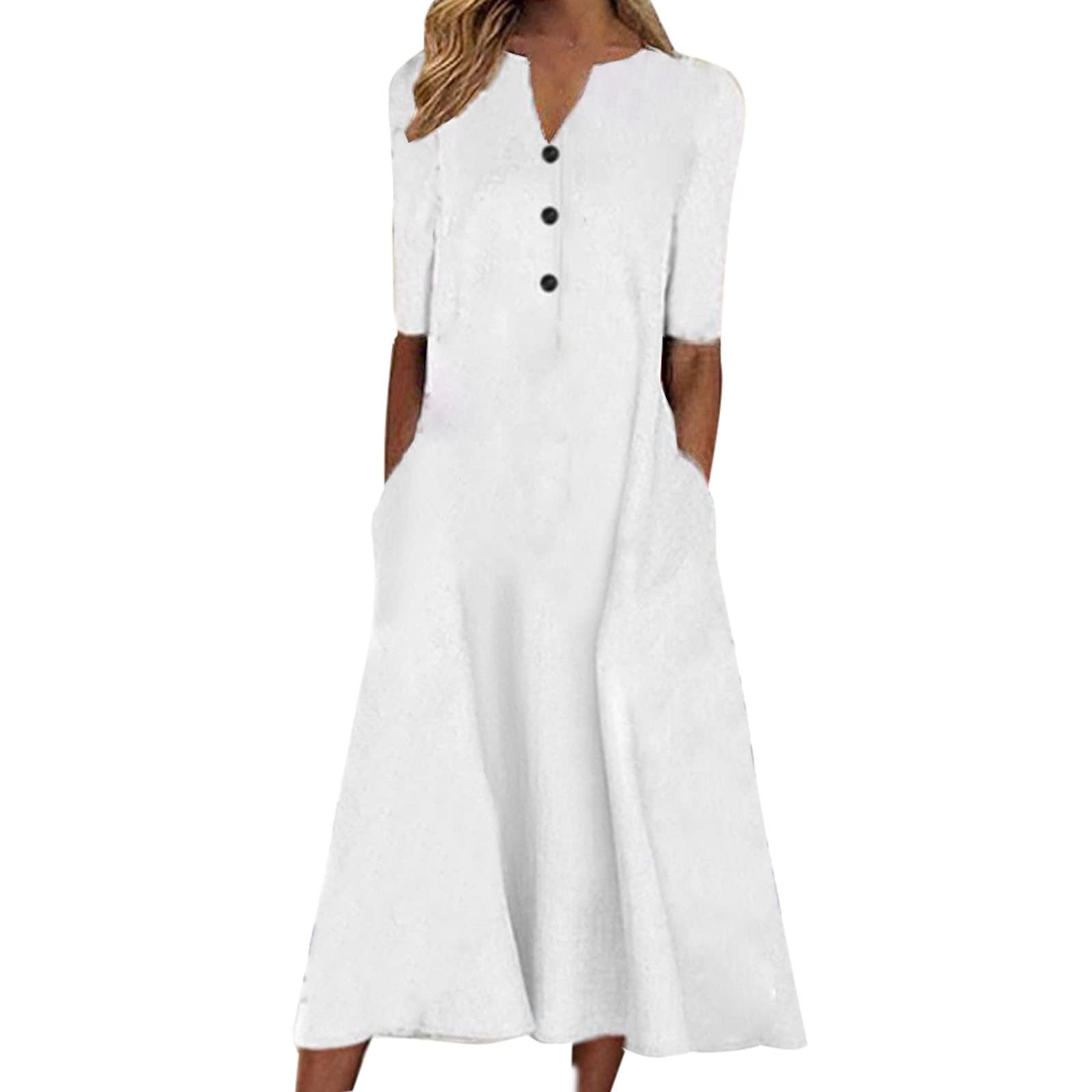 Women's Floral Print Short Sleeve Button Down Maxi Dress - Casual Loose Summer Dress with Pockets | Perfect for Beach Outings, Brunch Dates & Vacation Wear