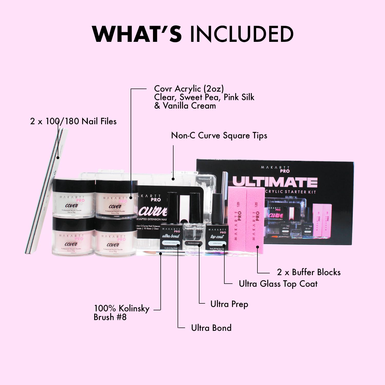 Professional Acrylic Nail Starter Kit for Beginners - Pink & Clear Powder Set with High-Quality Essentials | Perfect for Nail Salon, Home Manicure & DIY Nail Art