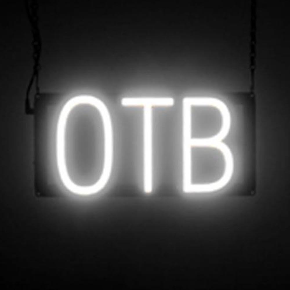 SpellBrite OTB LED Business Sign - 13.2x6.3 Inch Neon-Style White Light Sign for Gaming Shops, Bars & Retail Stores - Eye-Catching Storefront Decor for Esports Cafes, Arcades & Themed Businesses