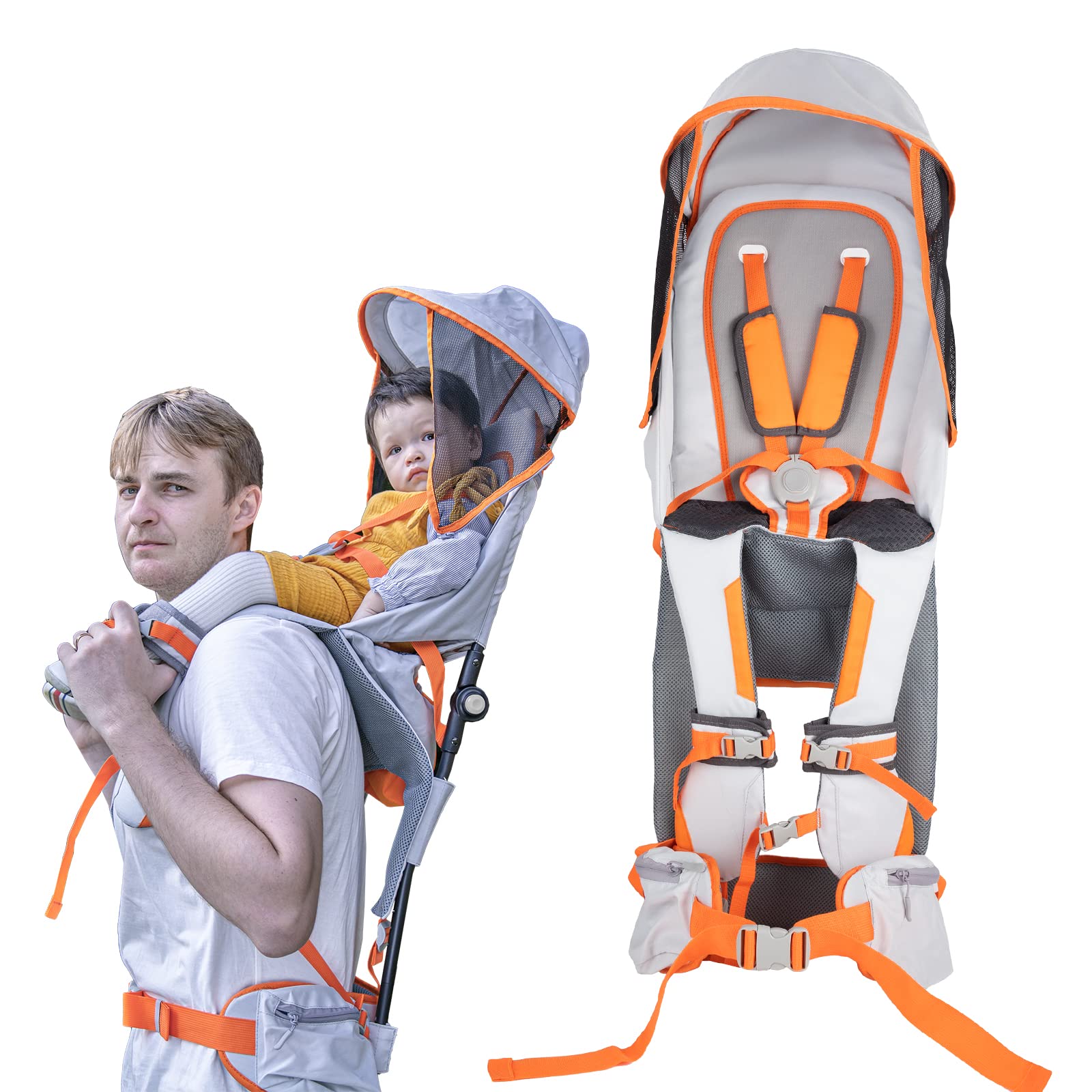 Ergonomic Baby Hiking Backpack Carrier with Adjustable Shoulder Straps, Sun Shade & Rain Cover - Safe Infant Carrier for 6-36 Months (Up to 40 lbs) - Perfect for Outdoor Adventures, Travel & Parenting