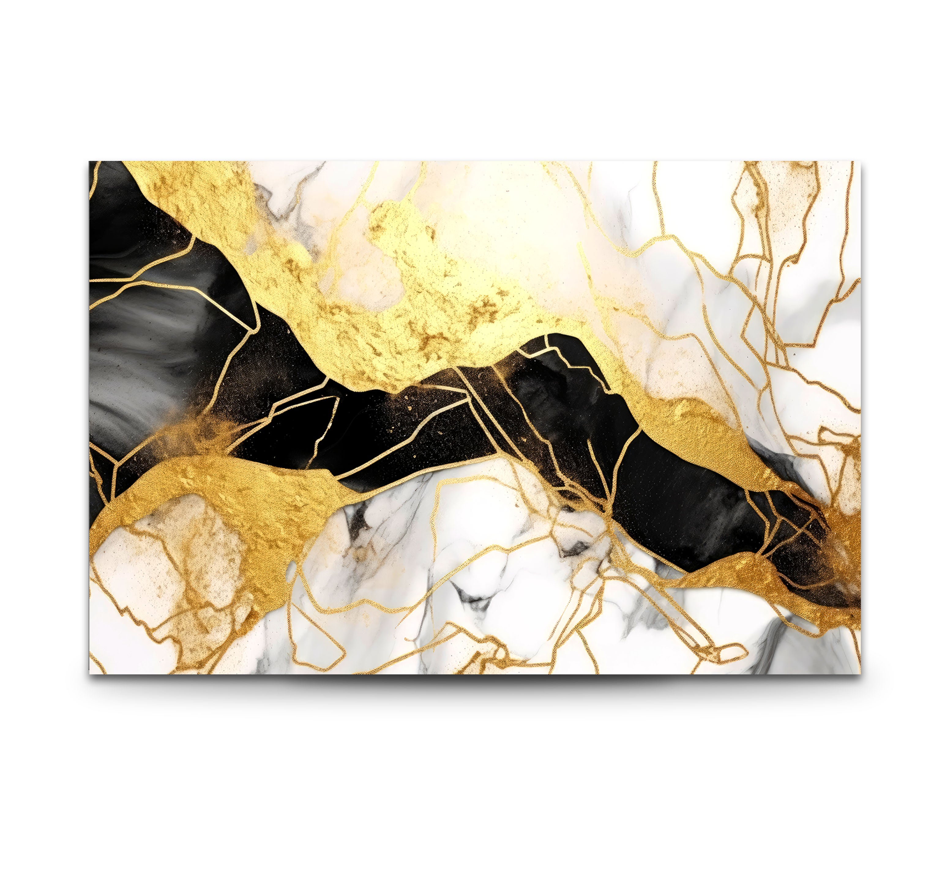 Luxury Black Gold Marble Wall Art - Abstract Glass Print for Modern Home & Office Decor | Elegant Living Room, Bedroom, Dining Room Wall Decor