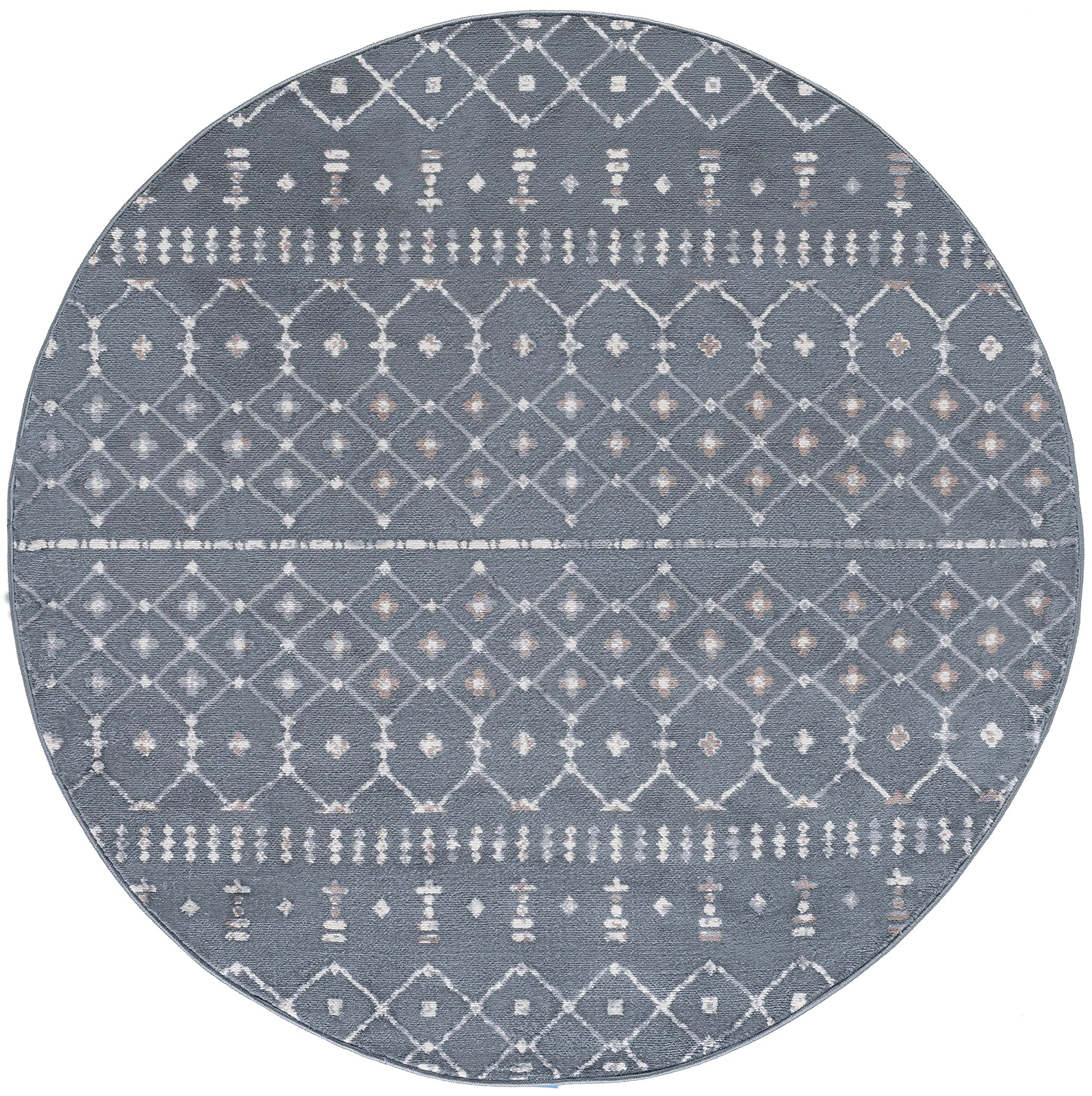 Dark Gray Modern Large 8ft Round Area Rug - Soft Contemporary Carpet for Living Room, Bedroom, Dining Room, Kitchen & Entryway - Perfect for Home Decor, Family Gatherings and Cozy Spaces