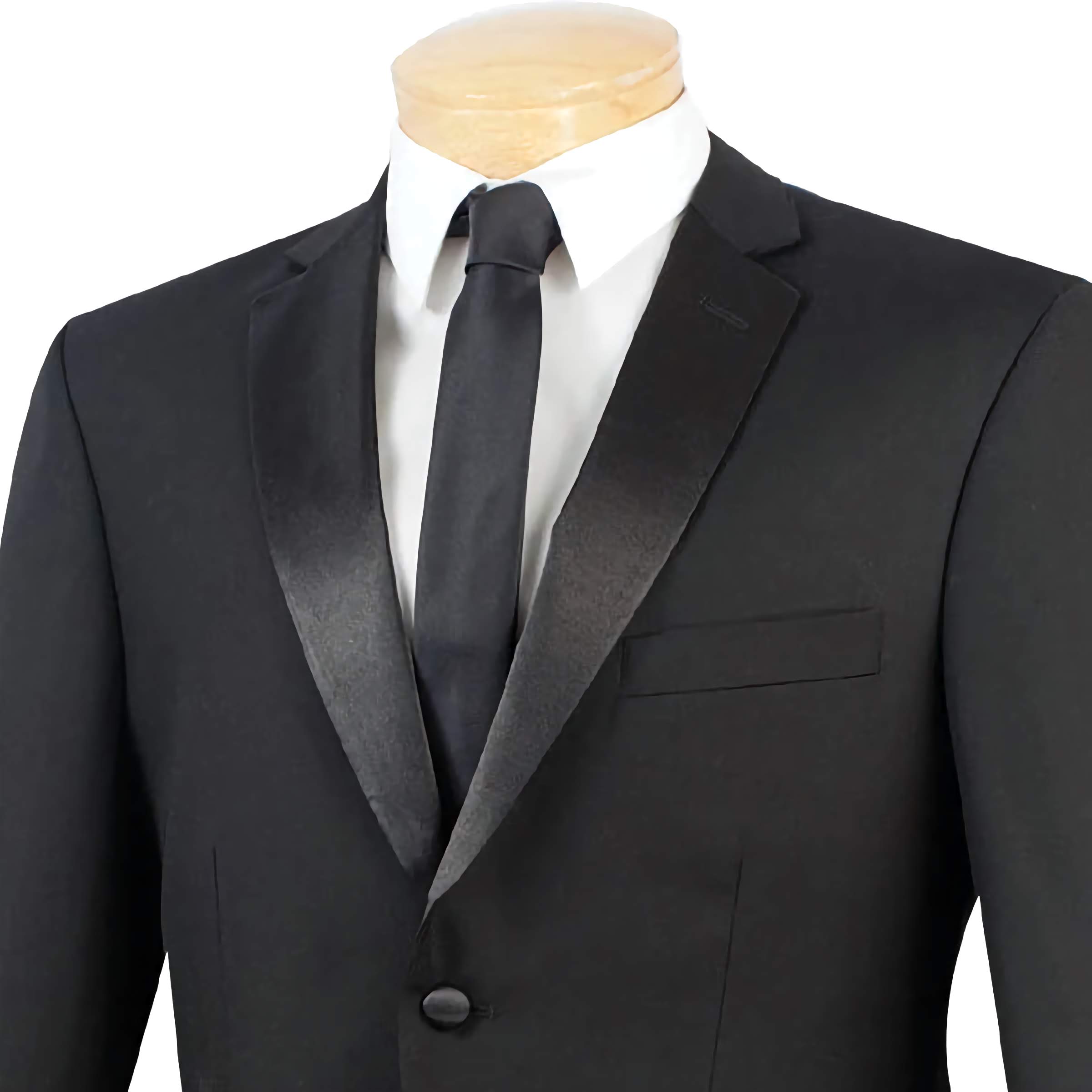 Black Regular Fit Satin Lapel 2-Piece Tuxedo Suit for Men - Perfect for Weddings, Prom, Formal Events & Evening Occasions