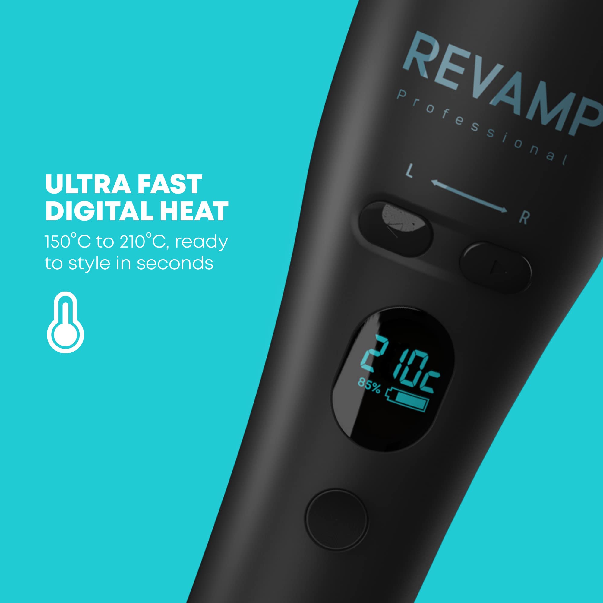 REVAMP iGEN Hollywood Cordless Hair Curler - Automatic Rotating Curling Iron with Ceramic Ionic Barrel for Tight Curls & Beach Waves | Wireless Styler for Salon-Quality Wavy Hair at Home, Travel & Special Occasions