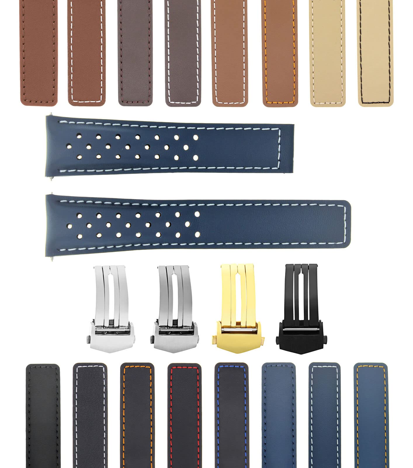 Perforated 19mm 20mm 22mm Genuine Leather Watch Band Replacement Strap for Tag Heuer Carrera Calibre - Perfect for Business, Casual & Dress Watches