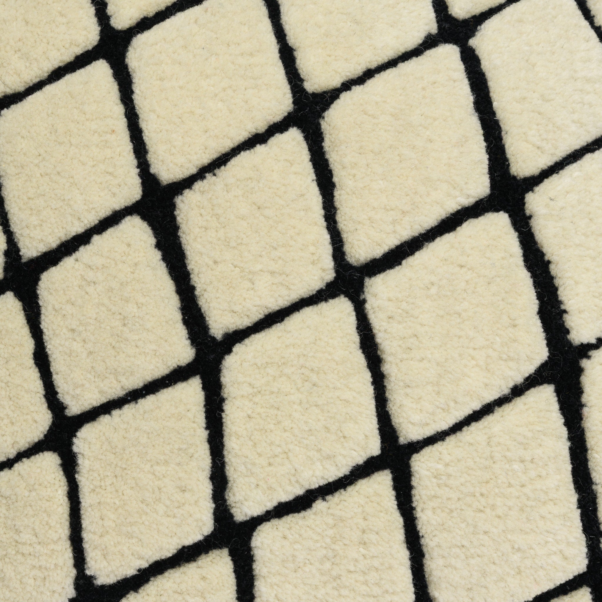 HAUS ÜGER Grid Cushion 42x40cm Off White - Stylish Square Throw Pillow for Sofa, Bed & Home Decor