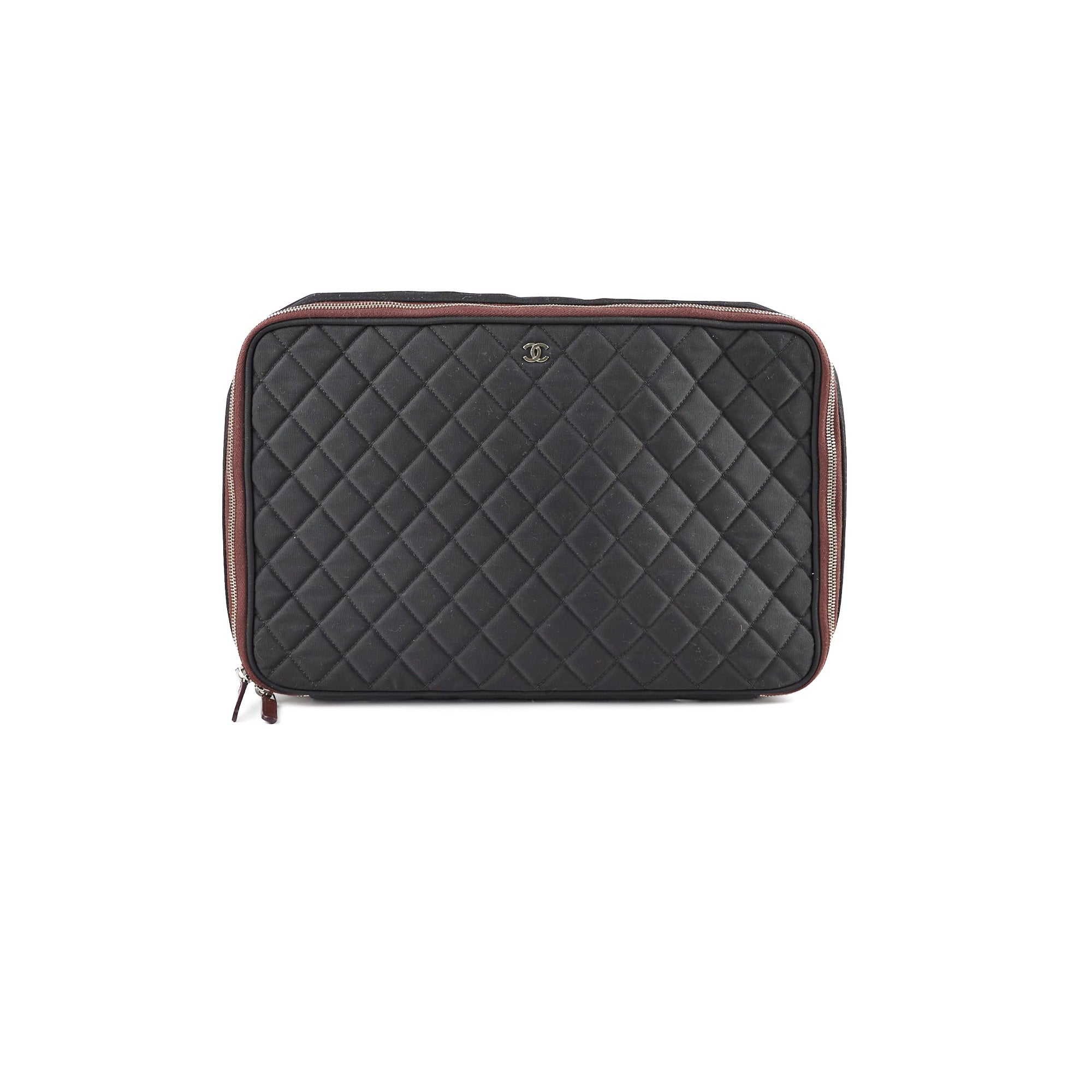 Chanel Quilted Black Laptop Sleeve with Zipper - Stylish Protective Case for MacBook, iPad, Work & Travel