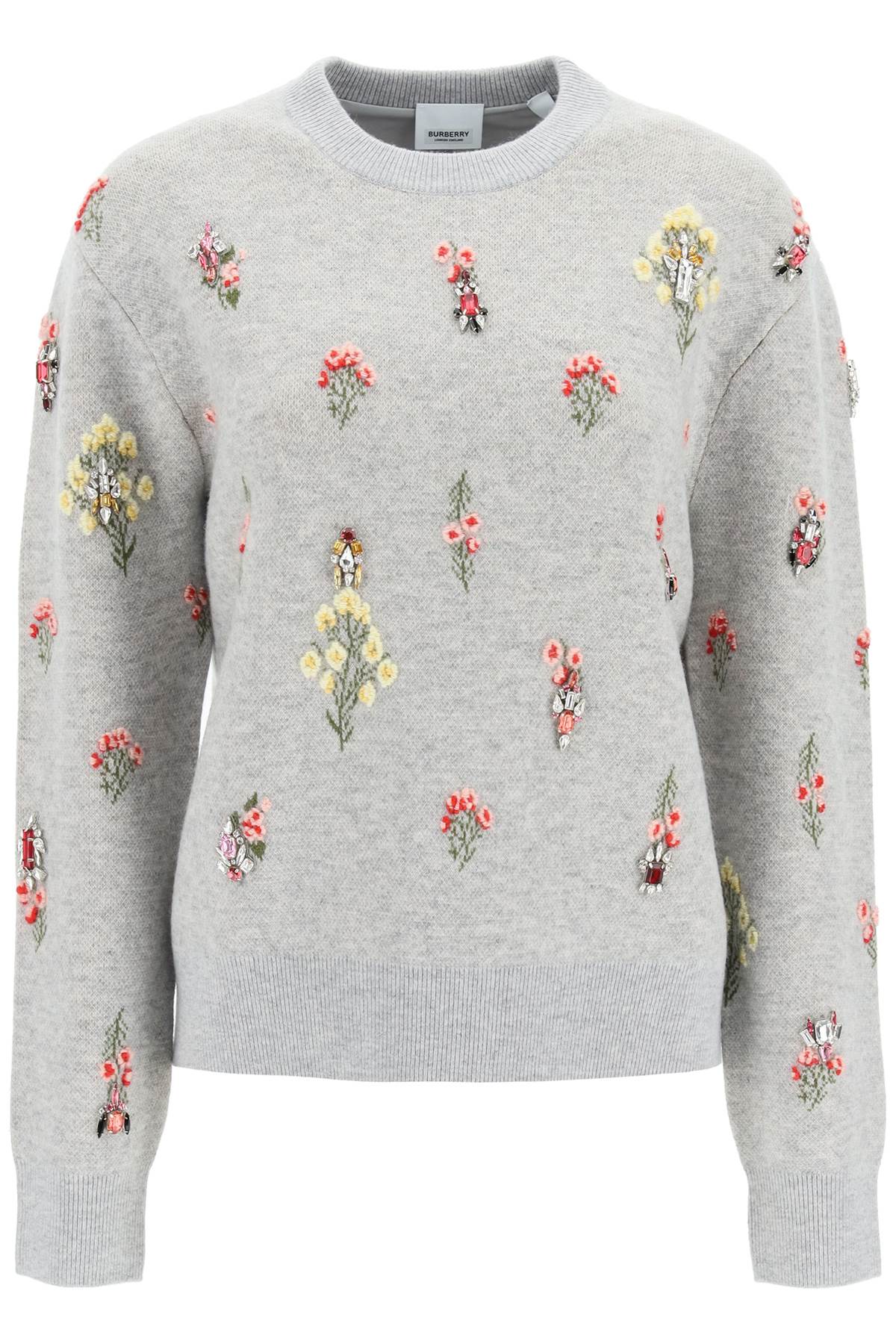 Burberry 'Lorena' Floral Embroidered Crystal Pullover Sweater for Women | Luxury Knitwear for Casual Outings & Special Occasions