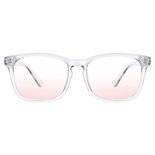 (Tinted Blush Blue Light Glasses)transparent