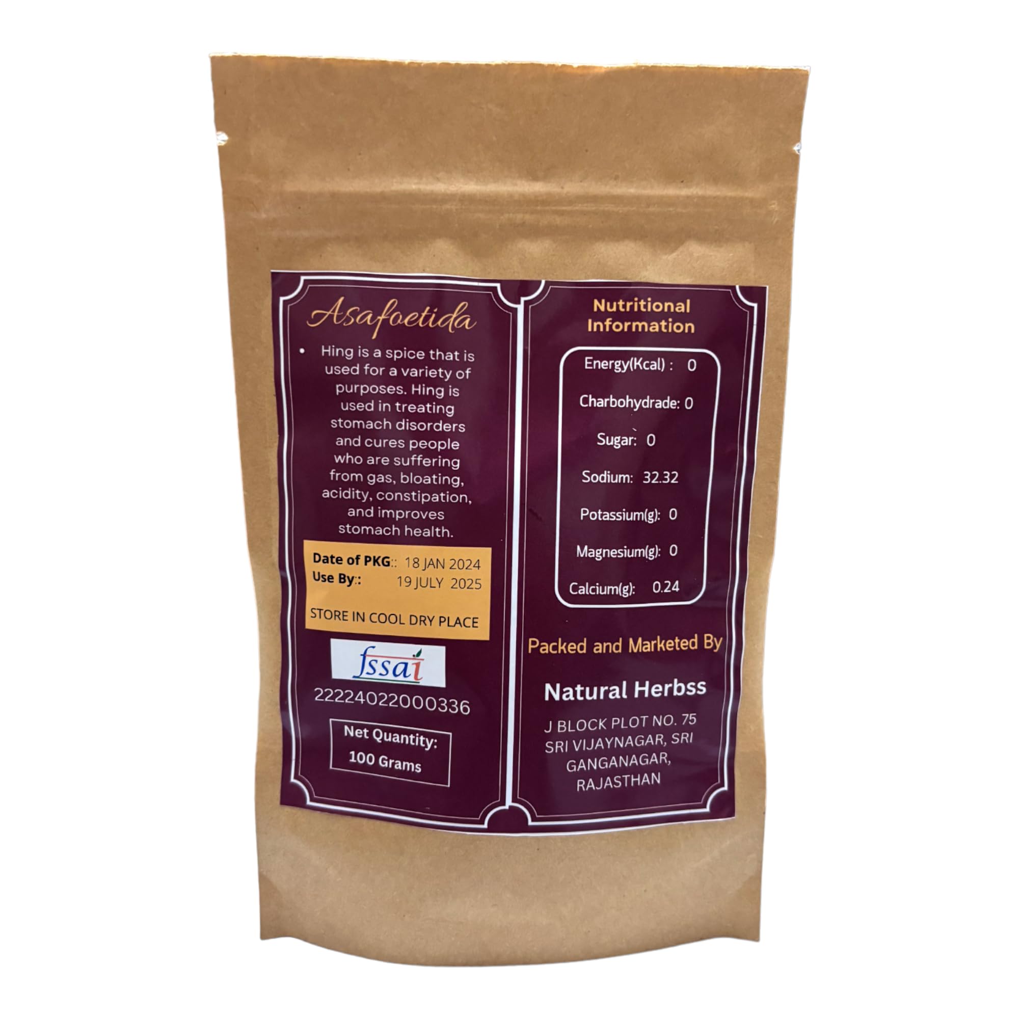 Organic Asafoetida Powder (Hing) - Pure, Odorless, 200g | Authentic Indian Spice for Cooking | Garlic & Onion Substitute | Perfect for Curries, Lentils & Vegan Dishes | Gluten-Free & Natural Herb Seasoning
