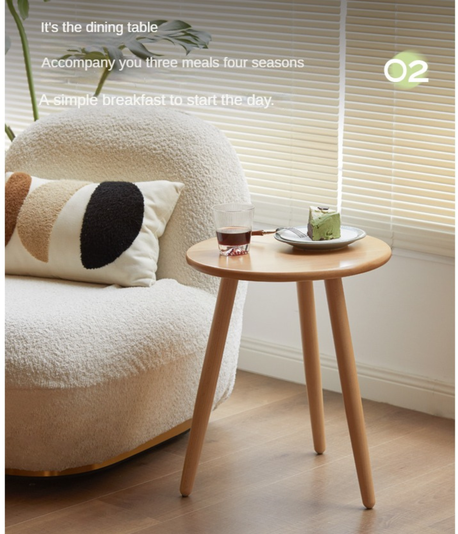 Solid Beech Wood Round Side Table - Small Accent Table for Living Room, Bedroom, or Patio - Natural Wood End Table with Sturdy Construction