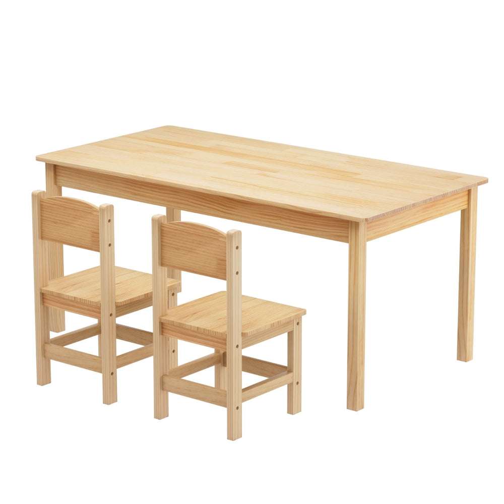 Keezi Kids Table and 2 Chairs Set - Solid Pinewood Furniture for Children's Playroom, Learning & Dining - Perfect for Toddler Activities, Arts & Crafts, Snack Time
