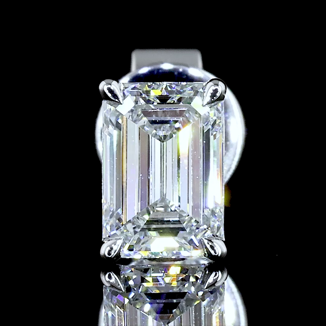 1 Carat Lab Grown Emerald Cut Diamond Stud Earrings in 14K White Gold | D Color VS1 Clarity | Perfect for Weddings, Anniversaries & Special Occasions