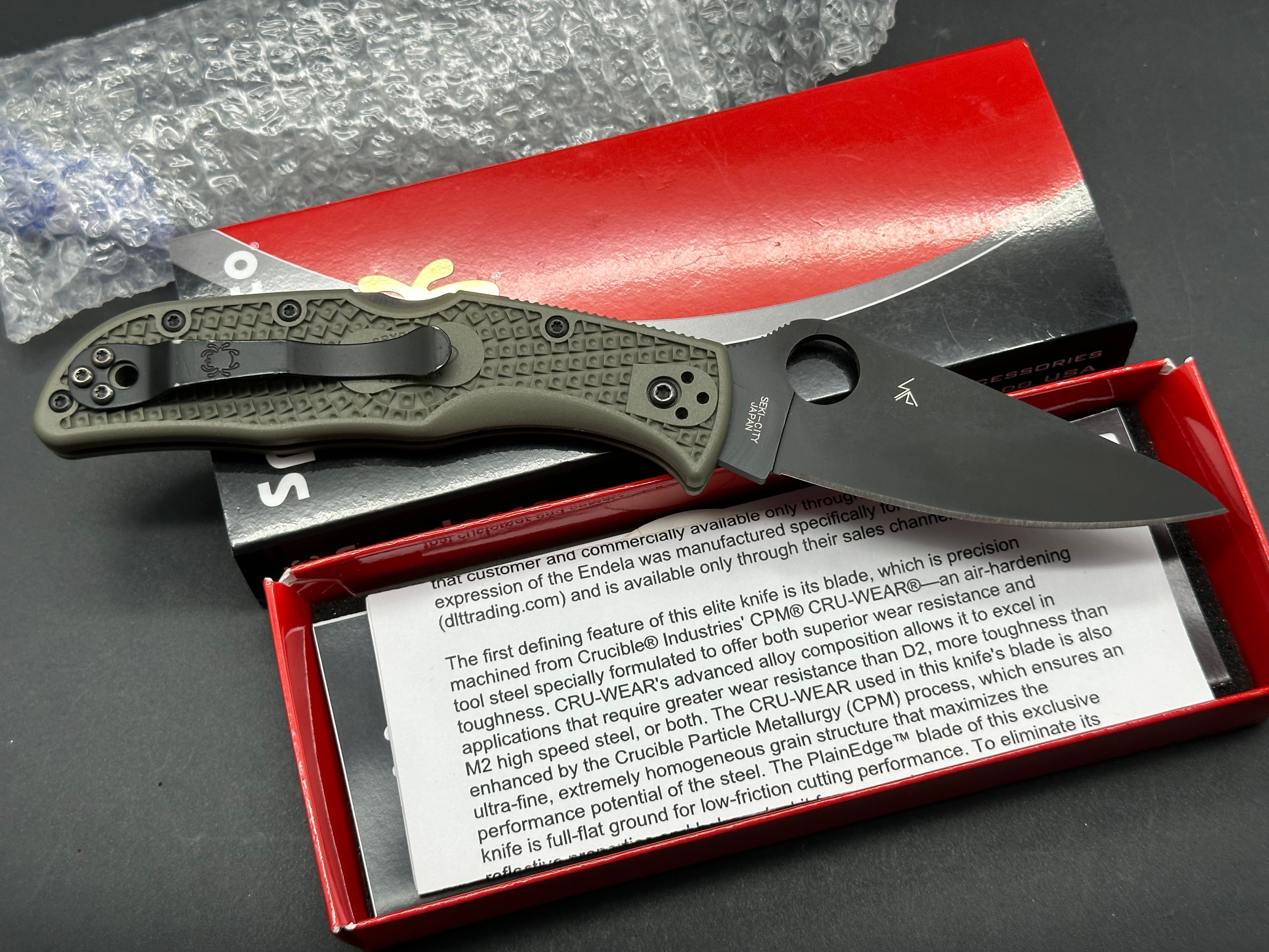Spyderco Endela Folding Knife - OD Green FRN Handle, 20CV Steel Blade (Cruwear Alternative) - EDC, Outdoor Camping, Survival & Tactical Use