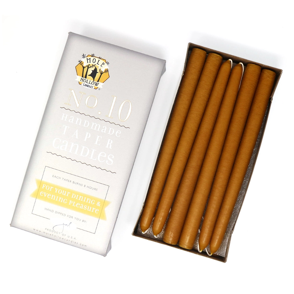 10 Inch Antique Gold Taper Candles - Set of 2 Premium Decorative Candles for Romantic Dinners, Wedding Centerpieces & Holiday Decor