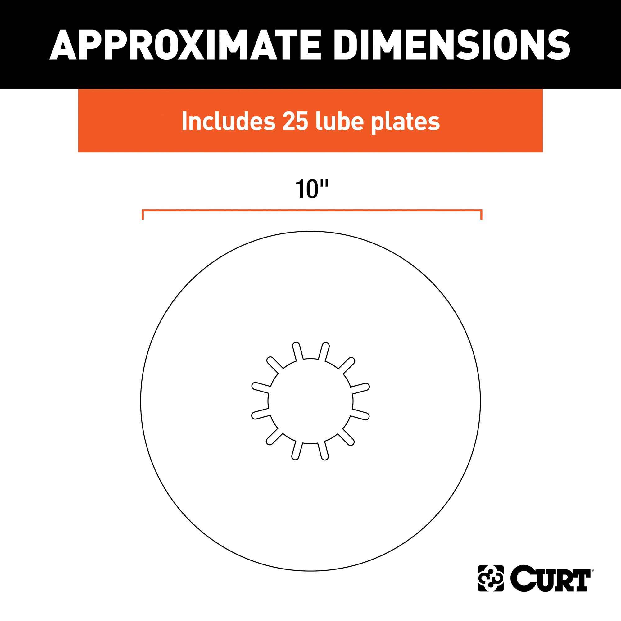 CURT 16721025 5th Wheel Hitch Lube Plates - 10-Inch Diameter, 25-Pack - Heavy Duty Trailer Lubrication for Smooth Towing & RV Maintenance