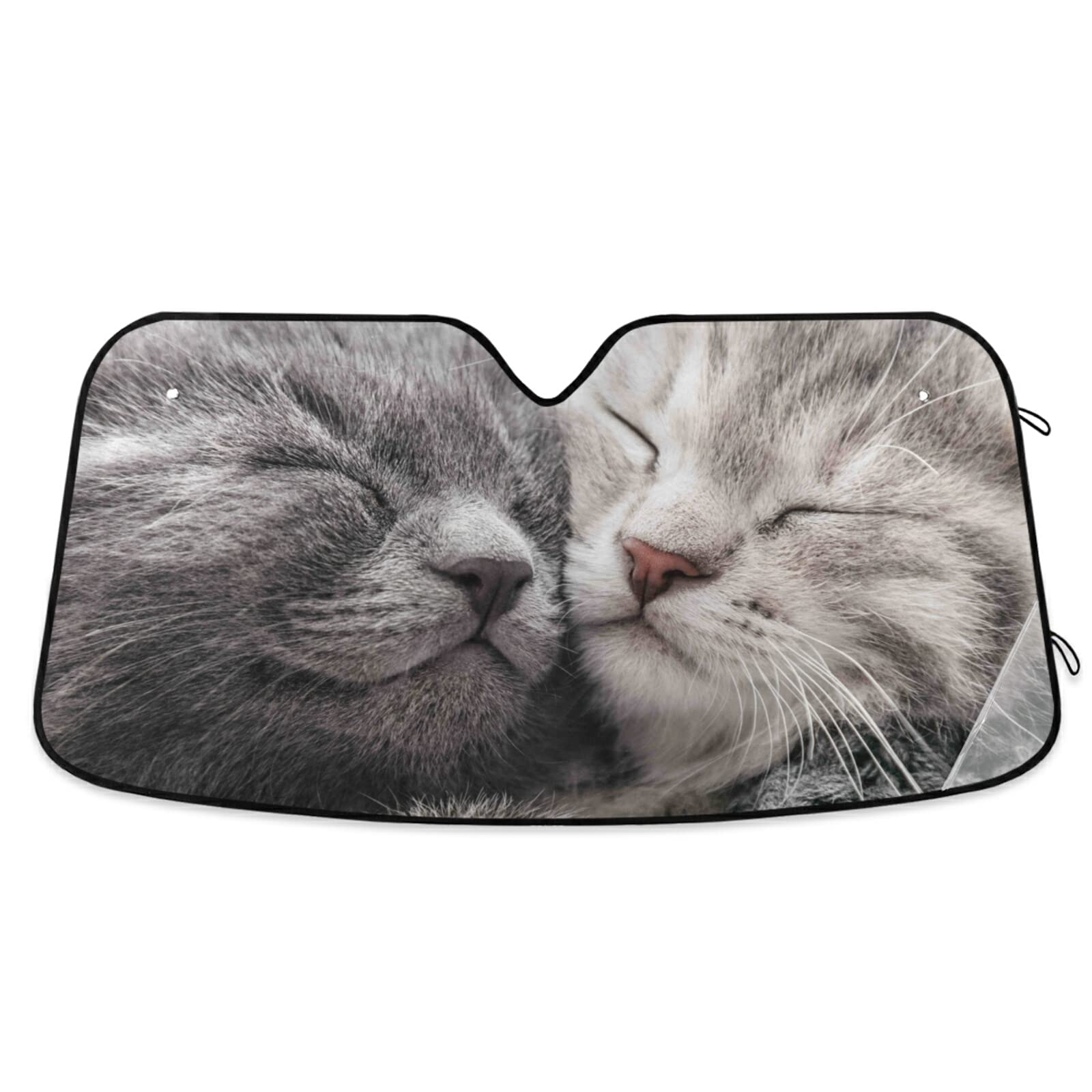 Happy Kittens Car Windshield Sun Shade - UV Reflective Sun Visor Cover for Cars, Trucks & SUVs | Foldable Sunshade to Keep Your Vehicle Cool | Perfect for Road Trips, Parking & Summer Protection