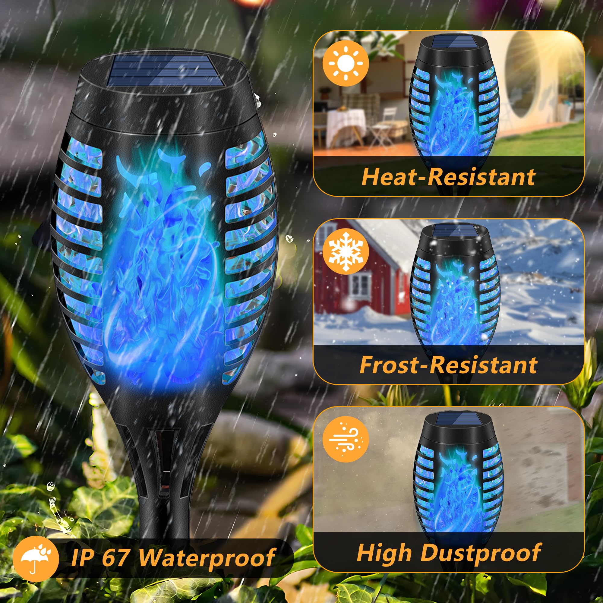 12 Pack Solar Torch Lights for Outdoor Garden Decor - 20.5