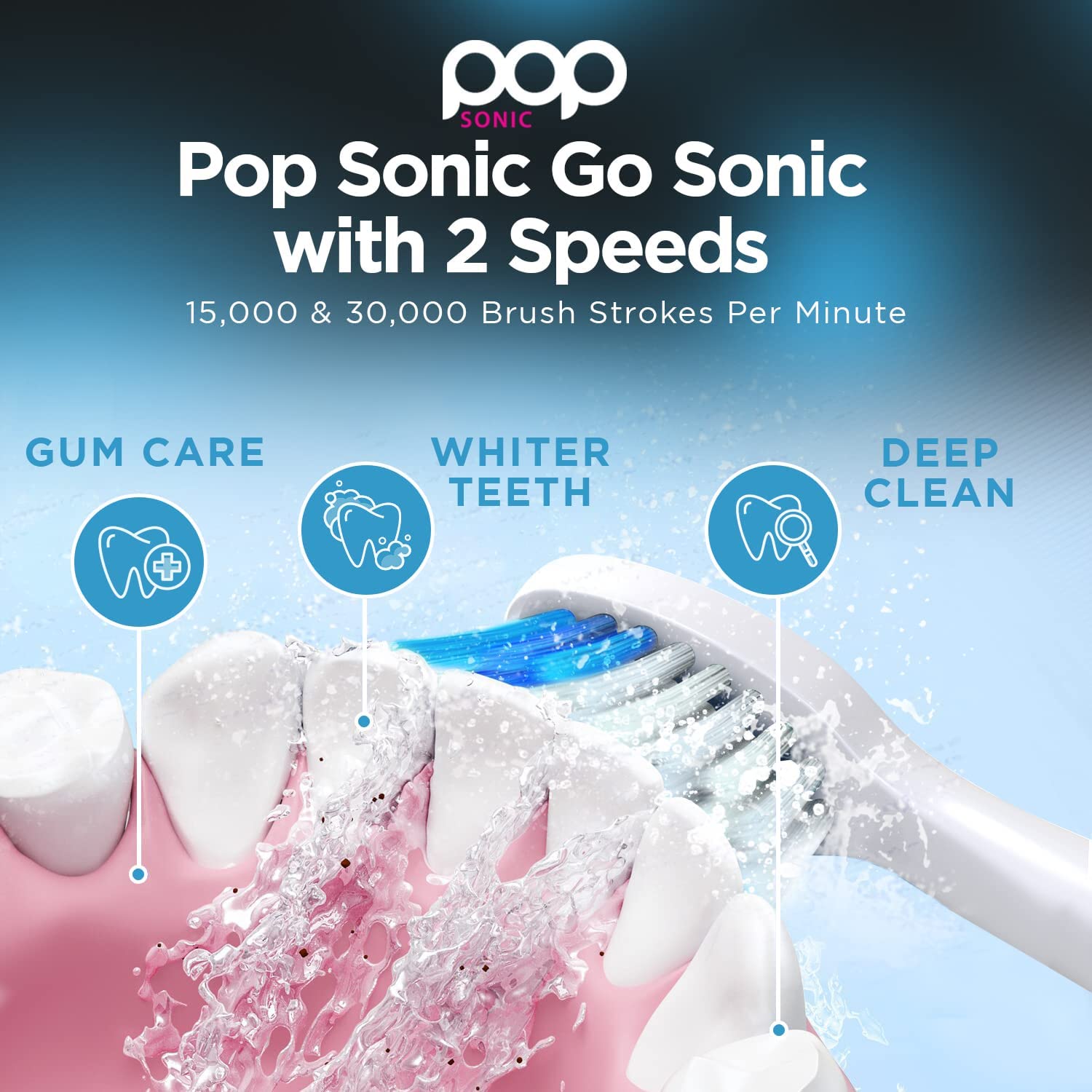Pop Sonic Electric Toothbrush for Kids & Adults - Red Floral Design, 2 Speed Modes (15,000-30,000 RPM), DuPont Nylon Bristles, Battery-Powered Travel Toothbrush - Perfect for Home, Travel & Daily Oral Care