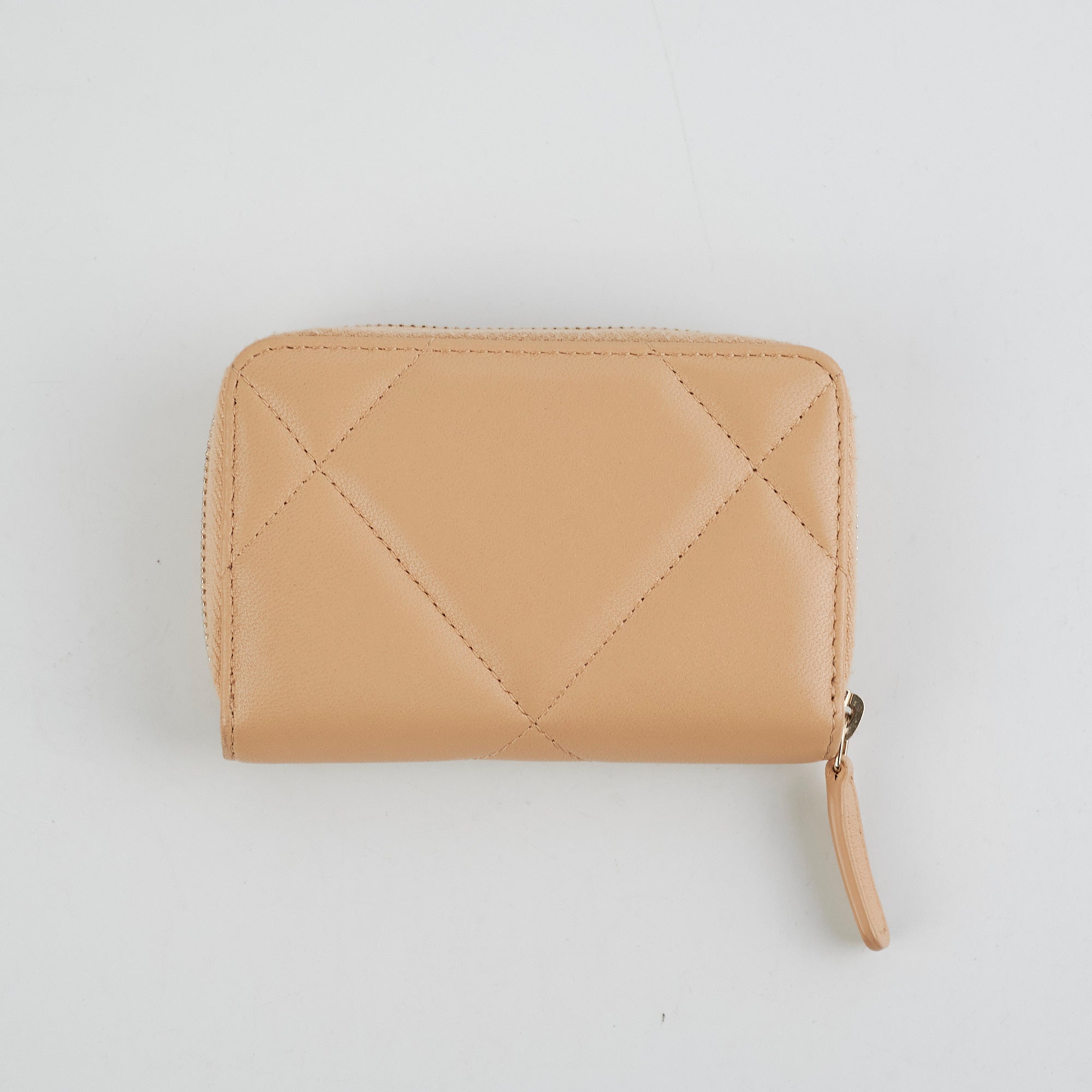 Chanel 19 Zip Cardholder Wallet in Beige - Luxury Leather Card Case for Women, Perfect for Everyday Use & Travel Essentials