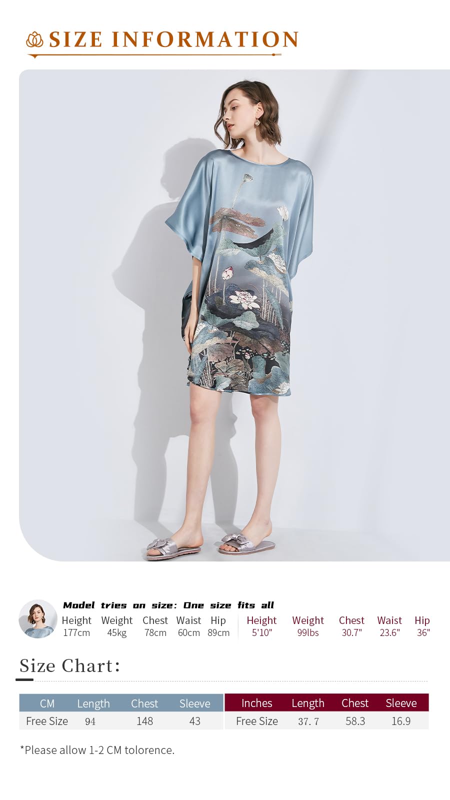100% Pure Mulberry Silk Batwing Tunic Dress & Luxury Nightgown - Plus Size 2-in-1 Design for Women, Oversized Comfort for Lounge, Sleepwear & Elegant Evening Wear