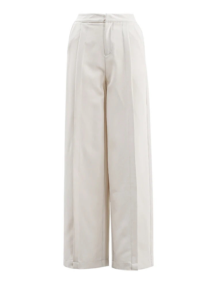 Apricot Floral Blazer & Wide Leg Pants Women's Two-Piece Suit Set - Long Sleeve Lapel Jacket with High Waist Trousers | Spring/Fall 2025 Fashion Trend | Office Wear, Business Casual, Wedding Guest Outfit