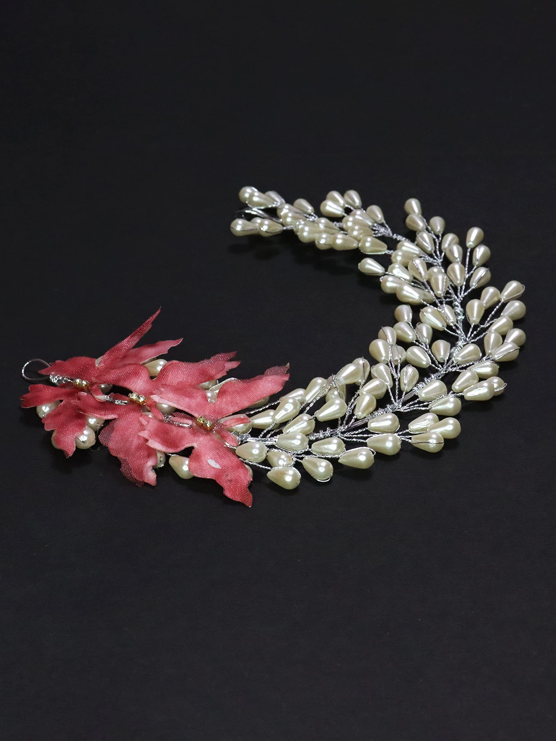 FIMBUL Pearl Pink Butterfly Hair Vine Headpiece - Elegant Bridal Headdress Hair Accessories for Women & Girls - Perfect for Weddings, Prom, Parties & Special Occasions