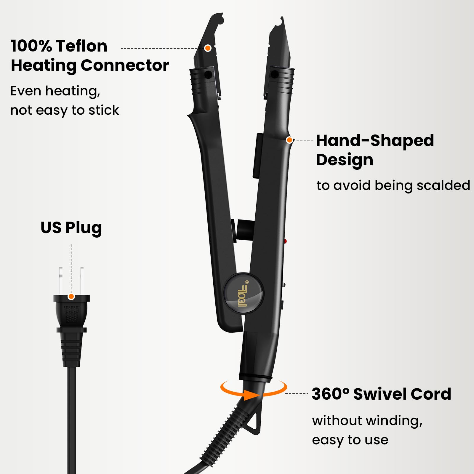 TopWigy Professional Hair Extensions Tool - Adjustable Temperature Fusion Heat Iron Connector Wand with US Plug | Perfect for Salon Styling, DIY Hair Blending & Seamless Extensions at Home