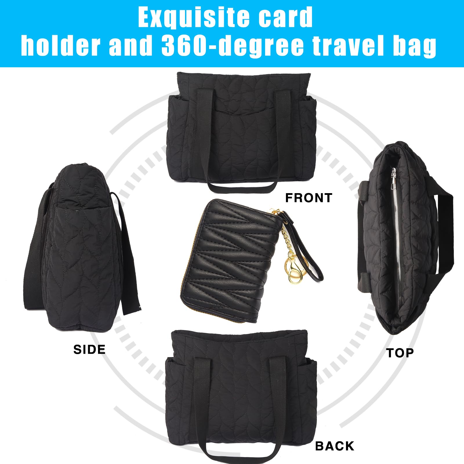 Quilted Work Tote Bag for Women - Lightweight 21L Large Puffer Travel Tote Purse with Zipper - Perfect for Gym, Office, Commuting & Weekend Getaways