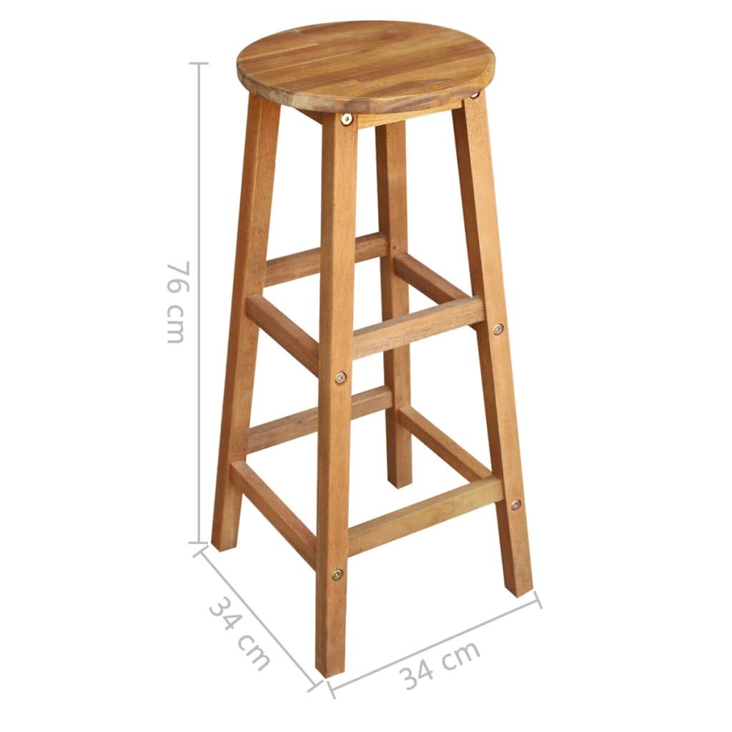 2 Pack Round Solid Acacia Wood Bar Stools - Backless Counter Height Kitchen Stools with Footrest for Dining Room, Bistro & Cafe - Perfect for Breakfast Bars, Kitchen Islands & Home Decor